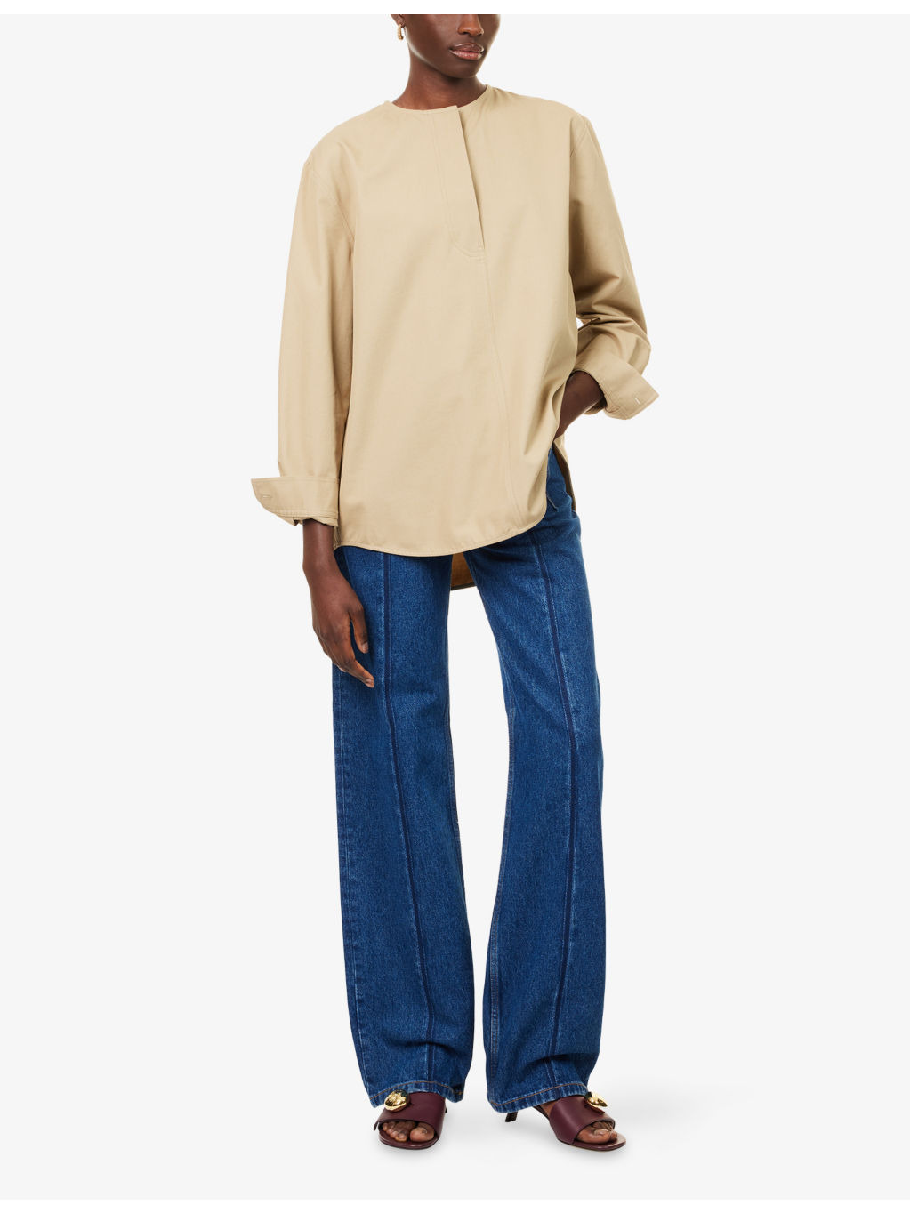 Lu Pleated Straight-Leg Denim Jeans - 2