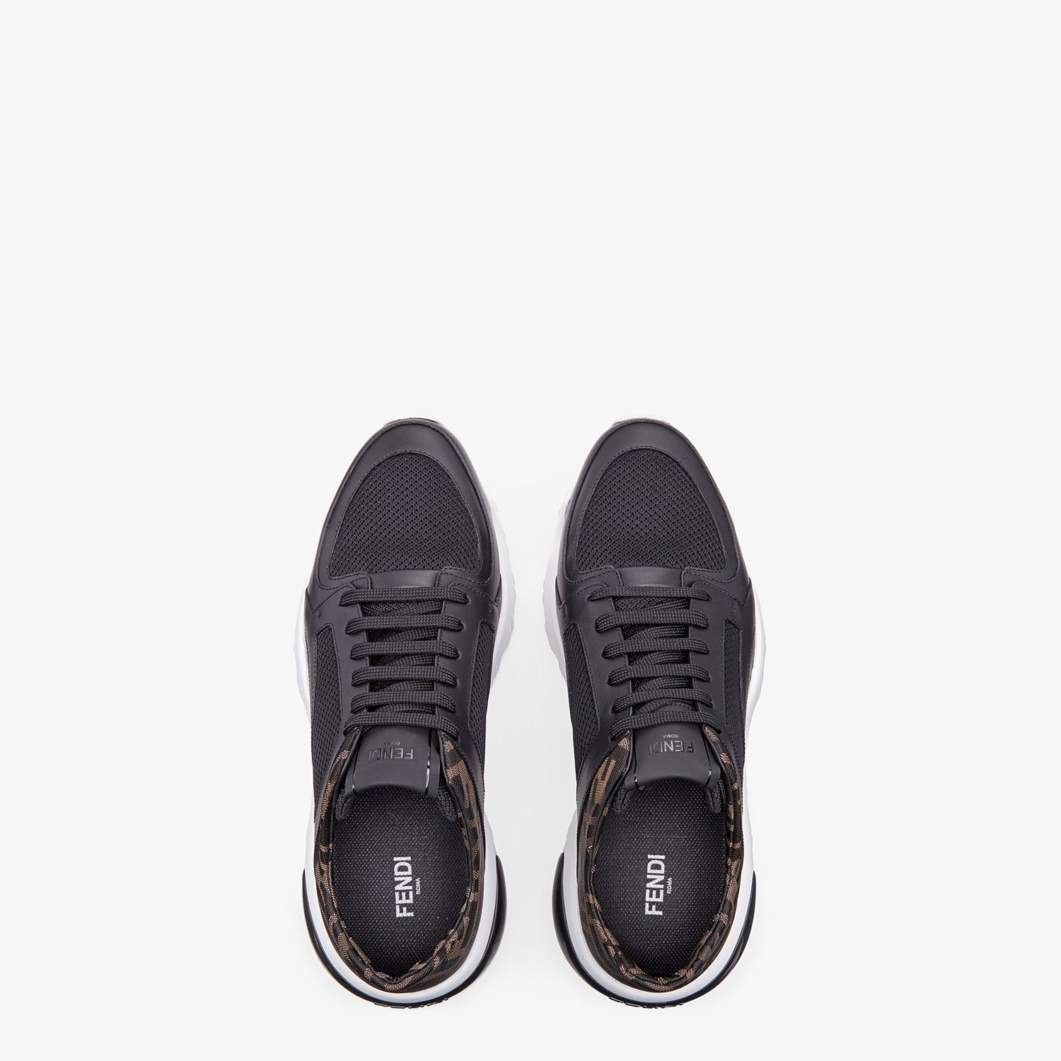 Black tech mesh and leather low-tops - 4