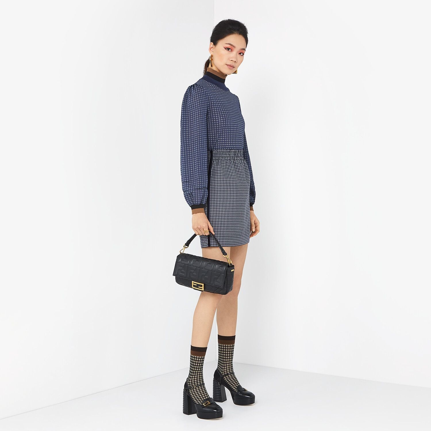 Wool check print skirt - 4