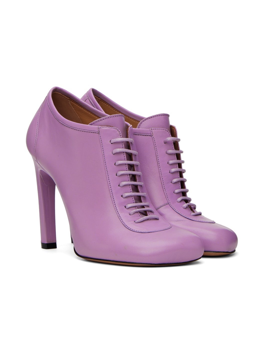 Purple Lace-Up Low Ankle Heels - 4