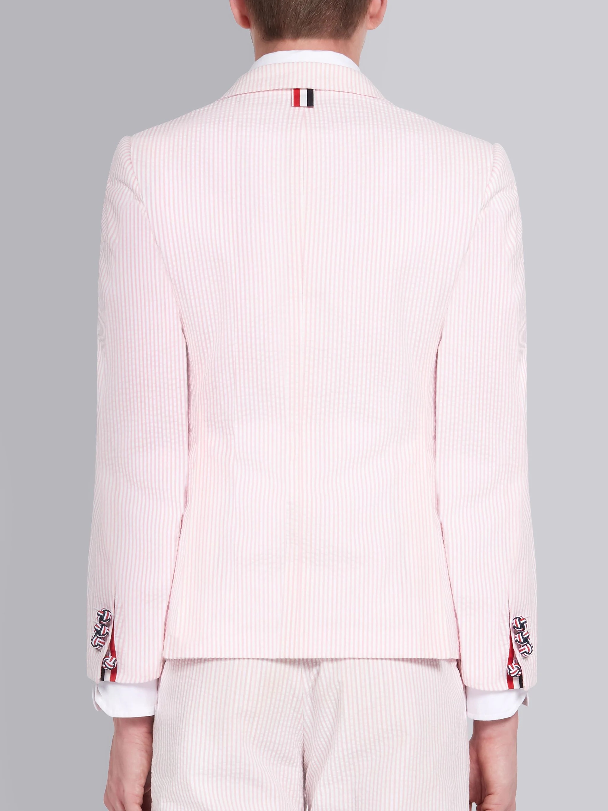 Pink Seersucker Stripe Classic Sport Coat - 3