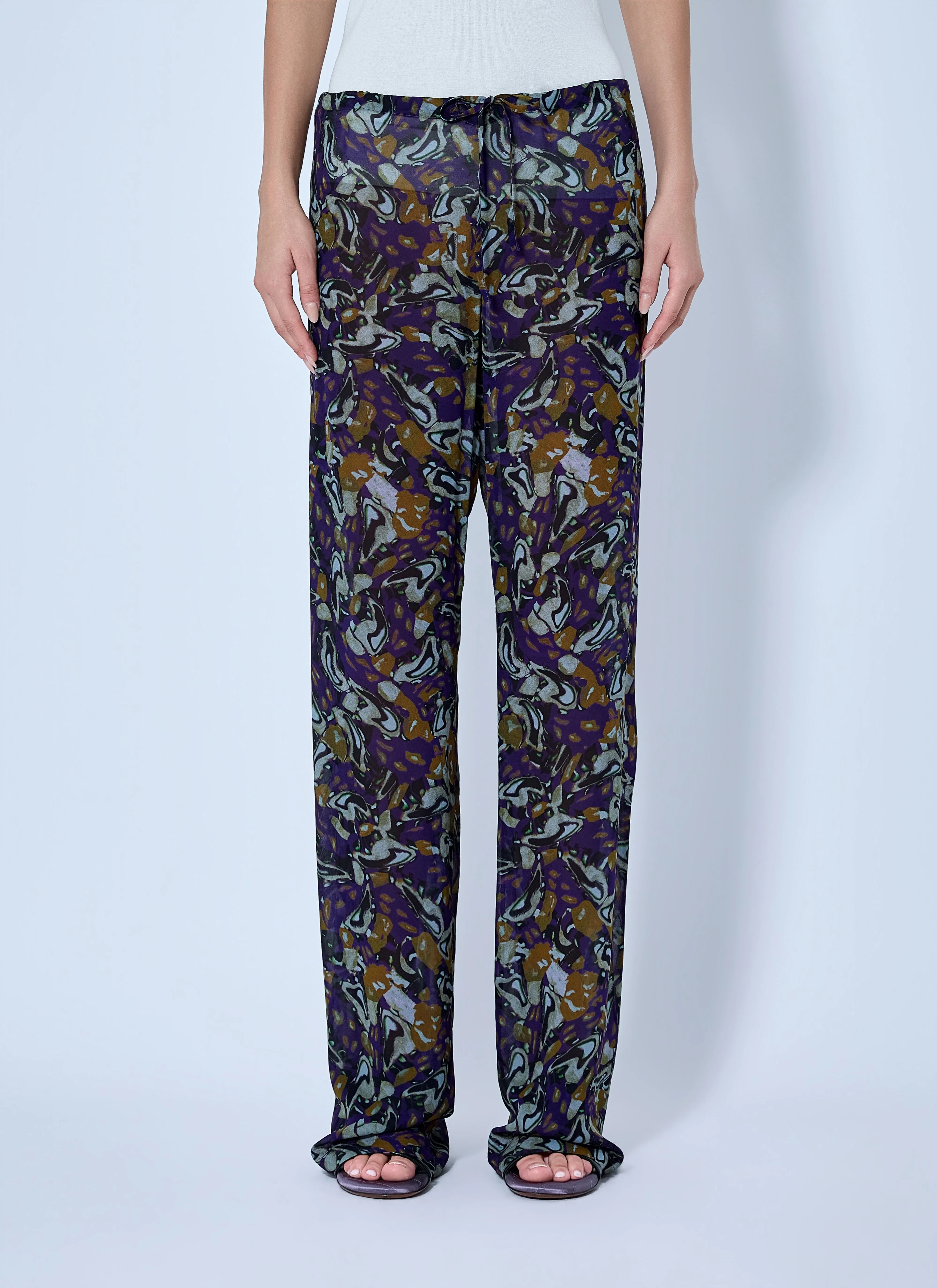 Dries Van Noten Women Pachas Printed Silk Straight Pants - 1