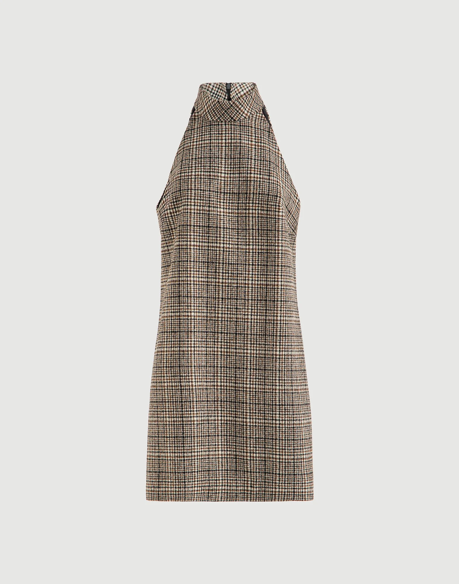 Checked alpaca and wool dress with monili - 1