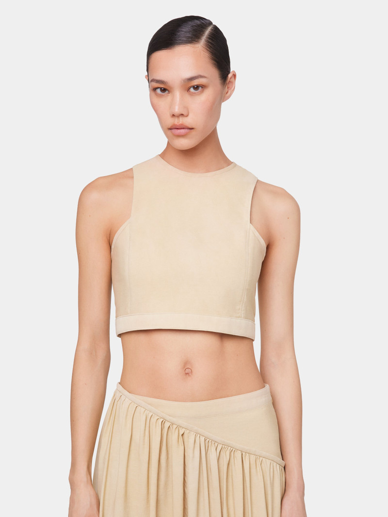 OCHRE CROP TOP IN VISCOSE TWILL 4
