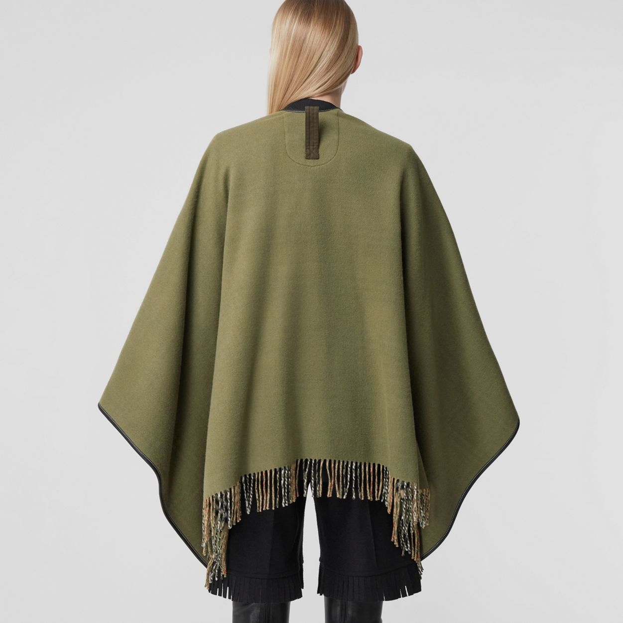 Reversible Vintage Check Wool Cashmere Cape - 3