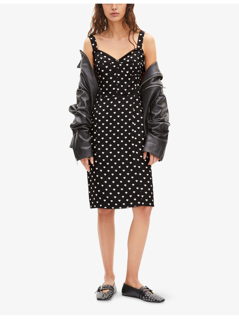 The Kooples V-Neck Heart-Print Woven Midi Dress outlook