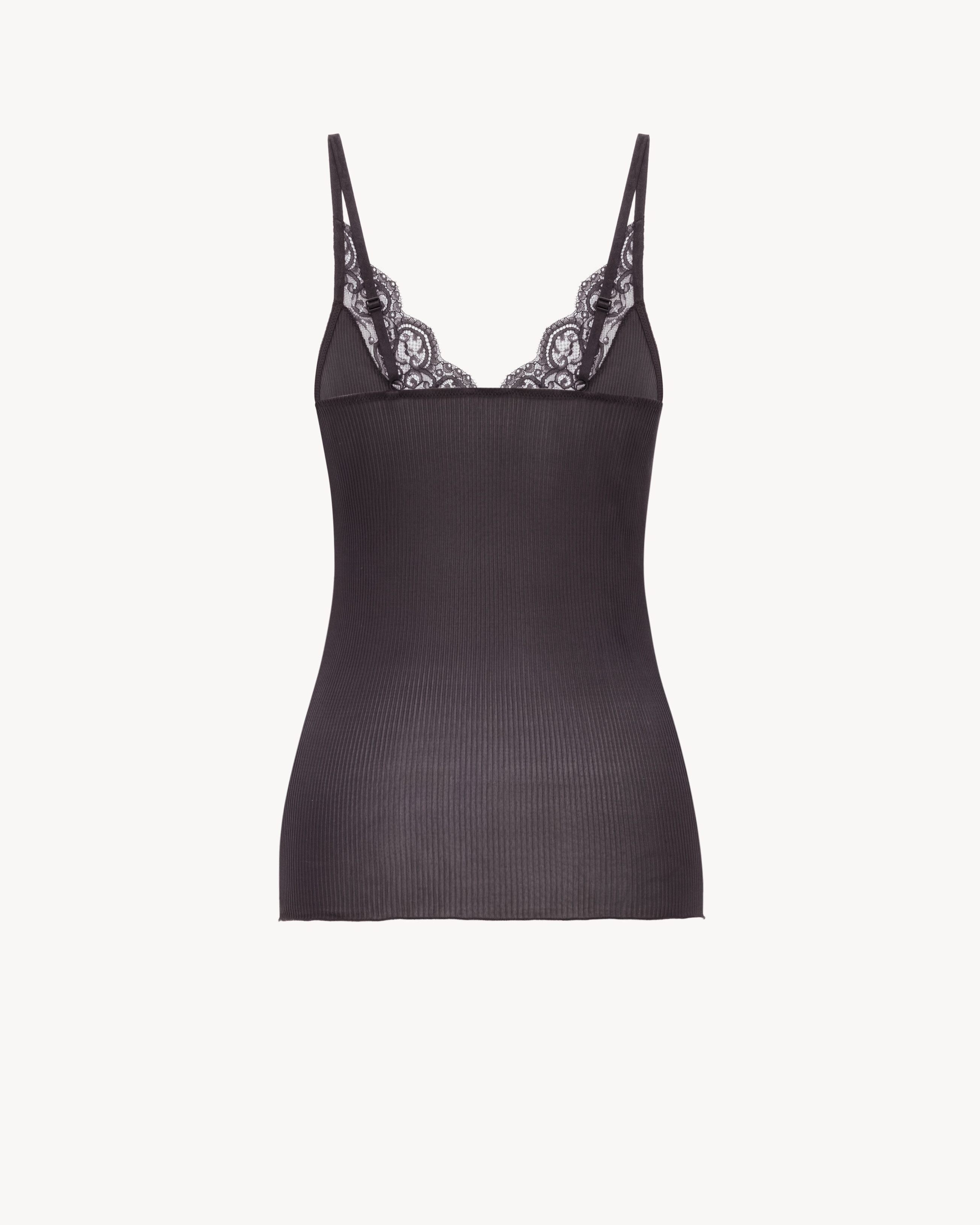 LACED TANK TOP IN RIBBED SILK JERSEY - 2