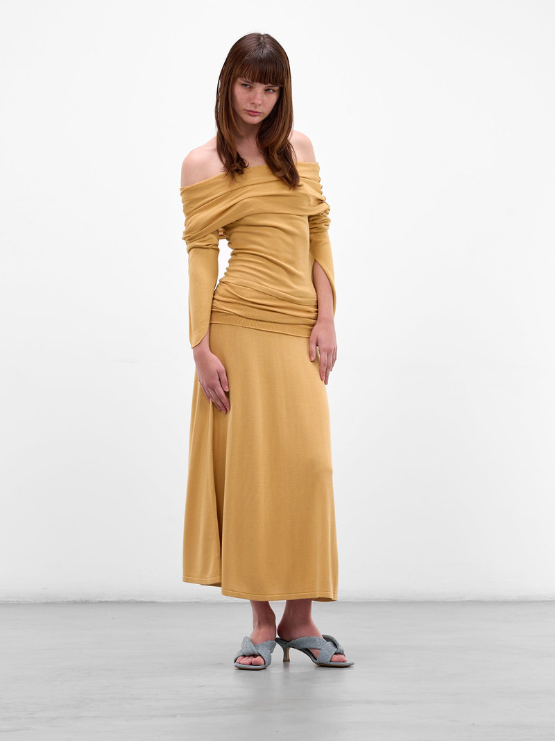 AYA MUSE Rylin Saffron Draped Silk Skirt outlook