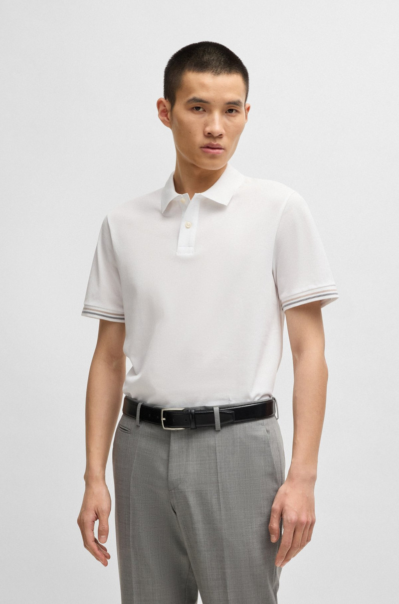 MERCERIZED-COTTON REGULAR-FIT POLO SHIRT WITH STRIPE TRIMS 2