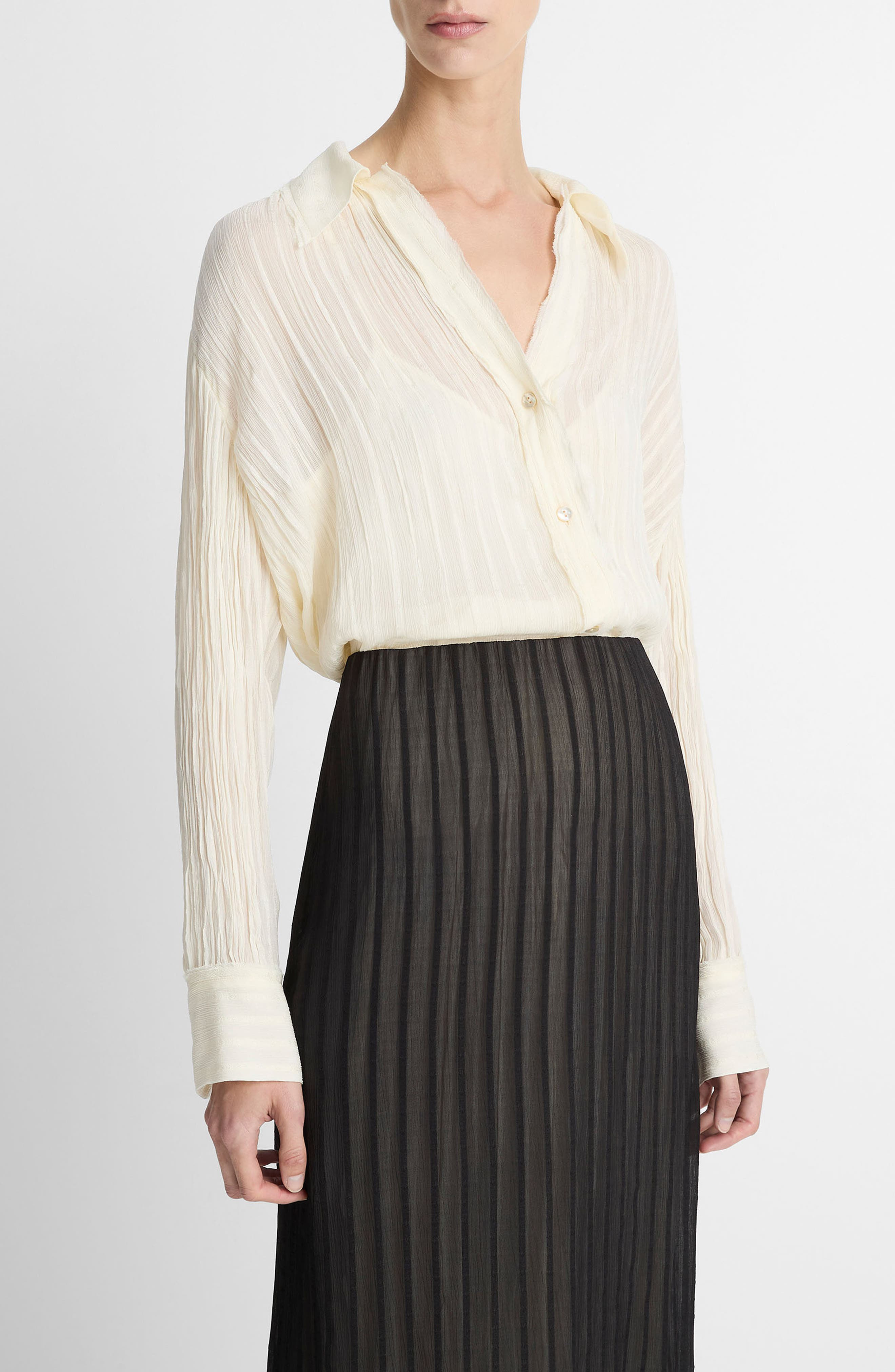 Vince Crushed Stripe Shirt in Off White at Nordstrom - 3
