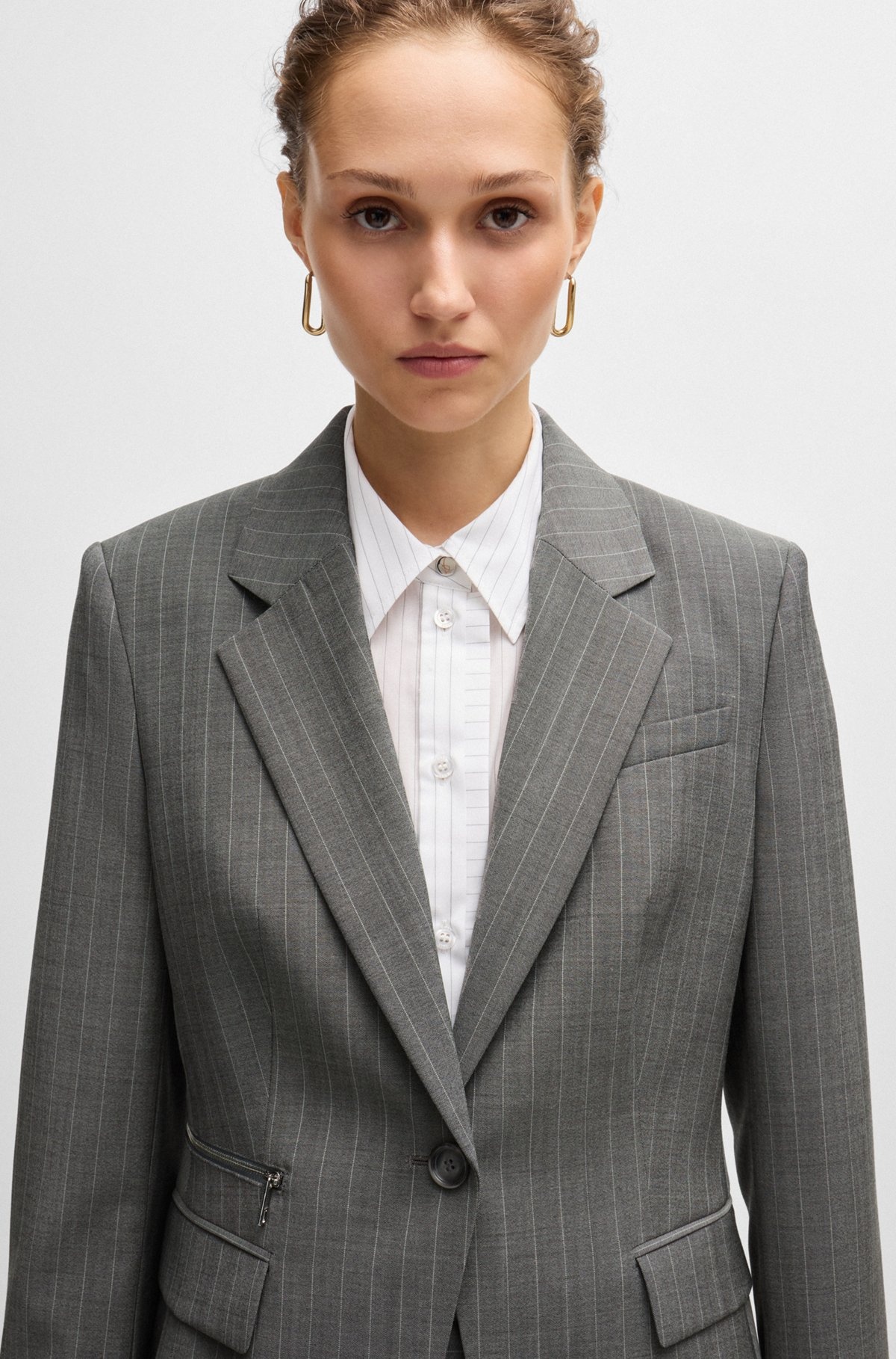 SLIM-FIT JACKET IN STRIPED WOOL - 5