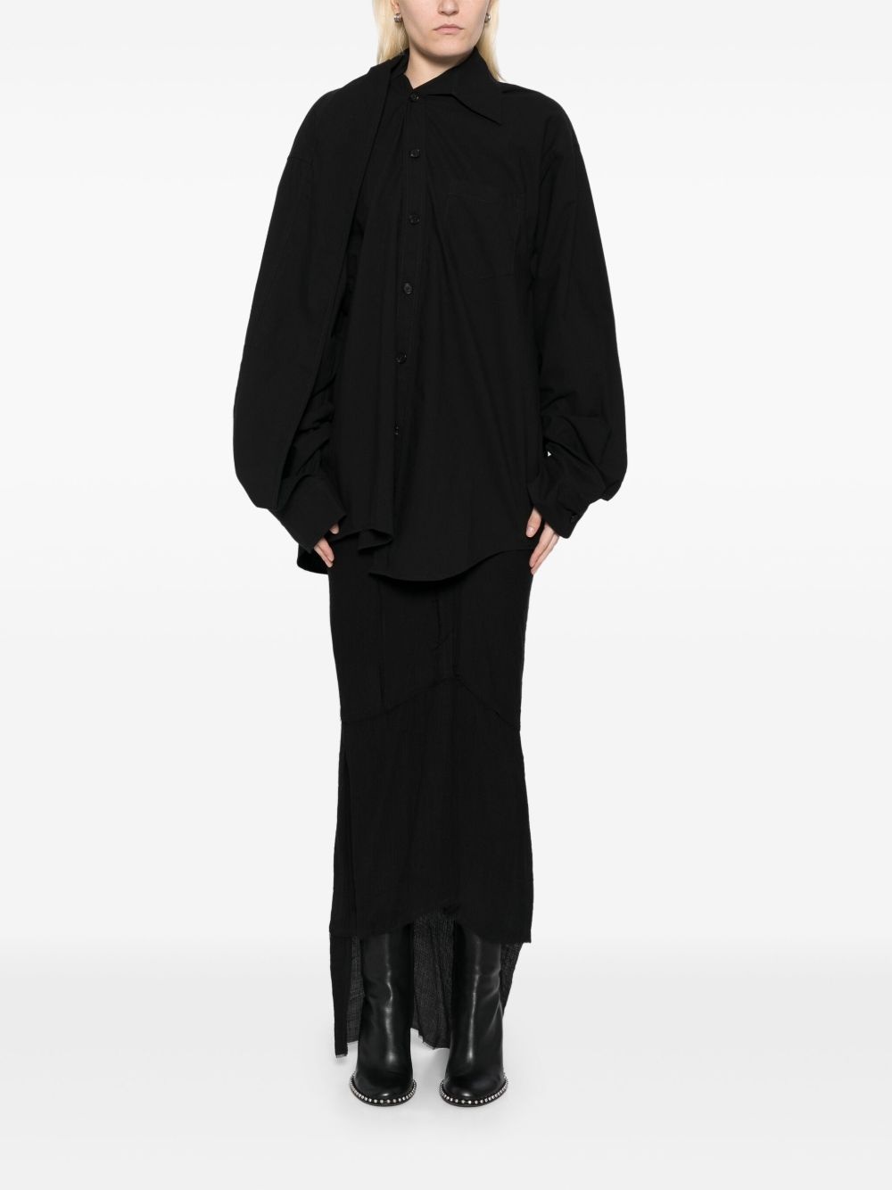 asymmetric collar blouse - 2