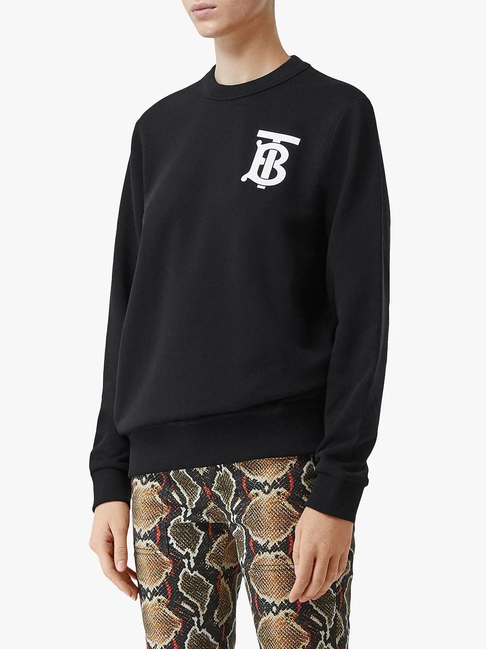 monogram motif crew neck sweatshirt - 3