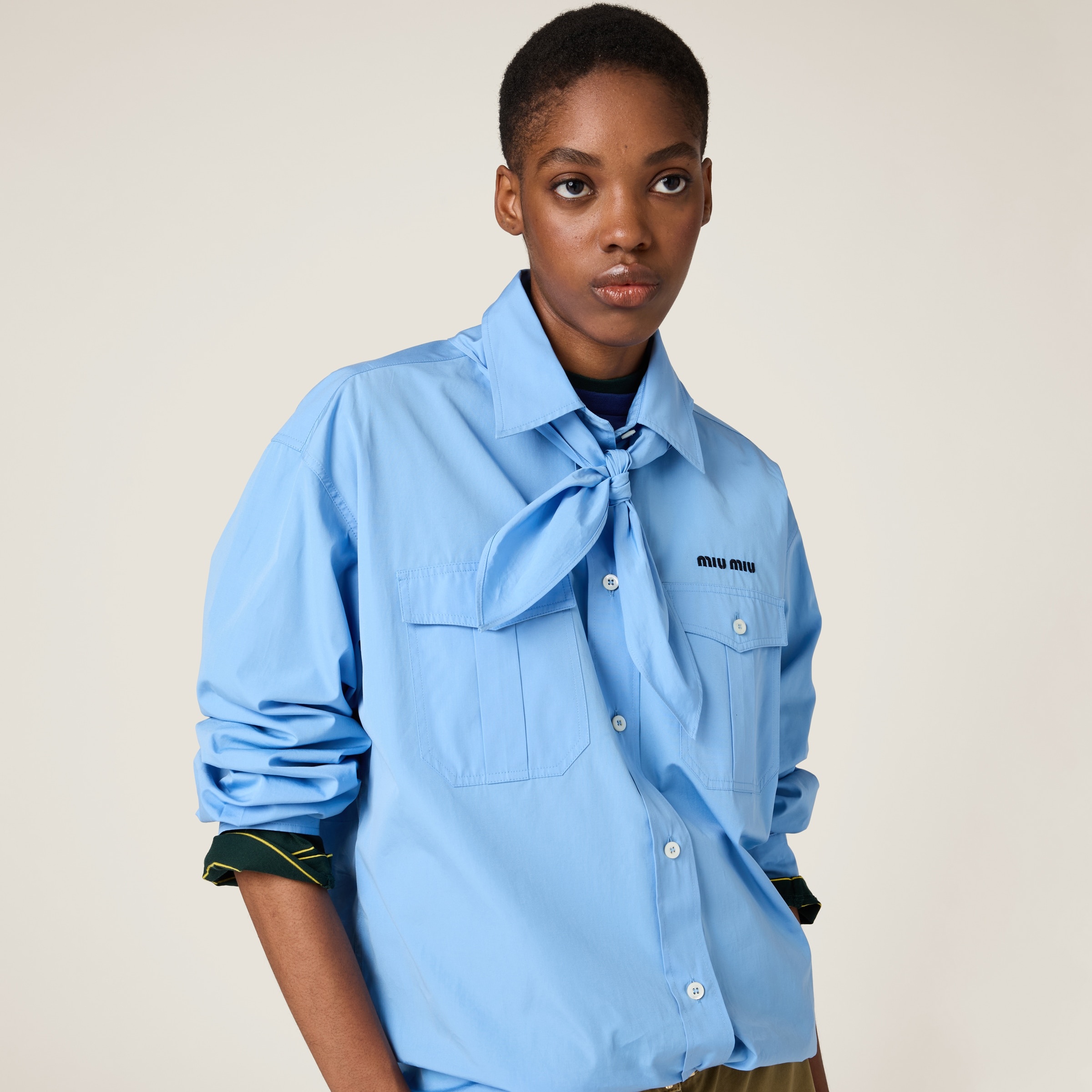Poplin shirt with scarf - 4