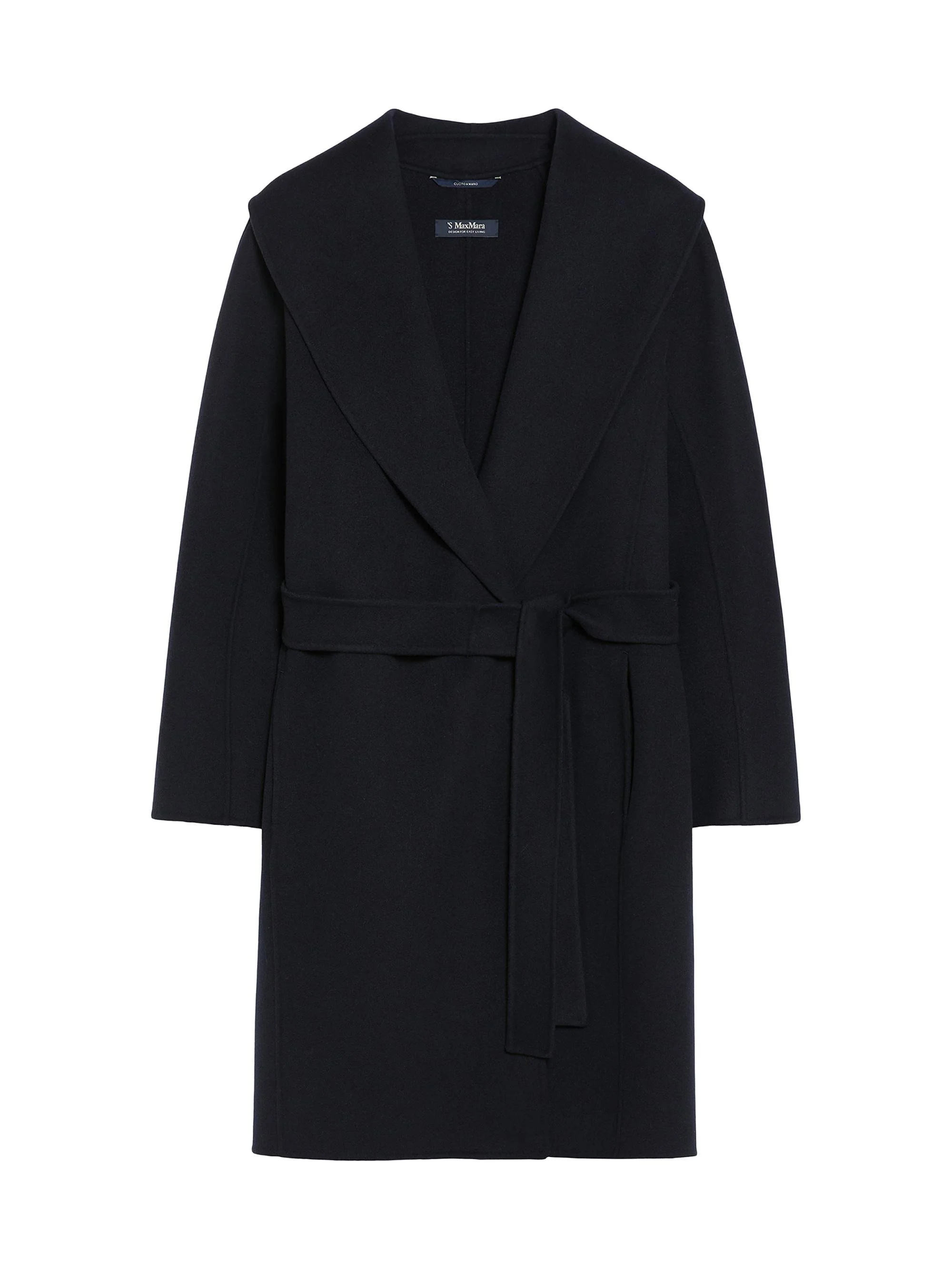Women's Double Faced Wool Robe Coat - Midnight Blue - 1