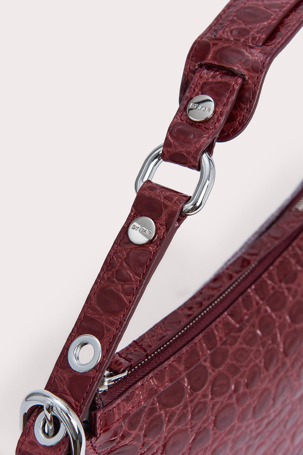 Gib Wine Circular Croco Embossed Leather - 6