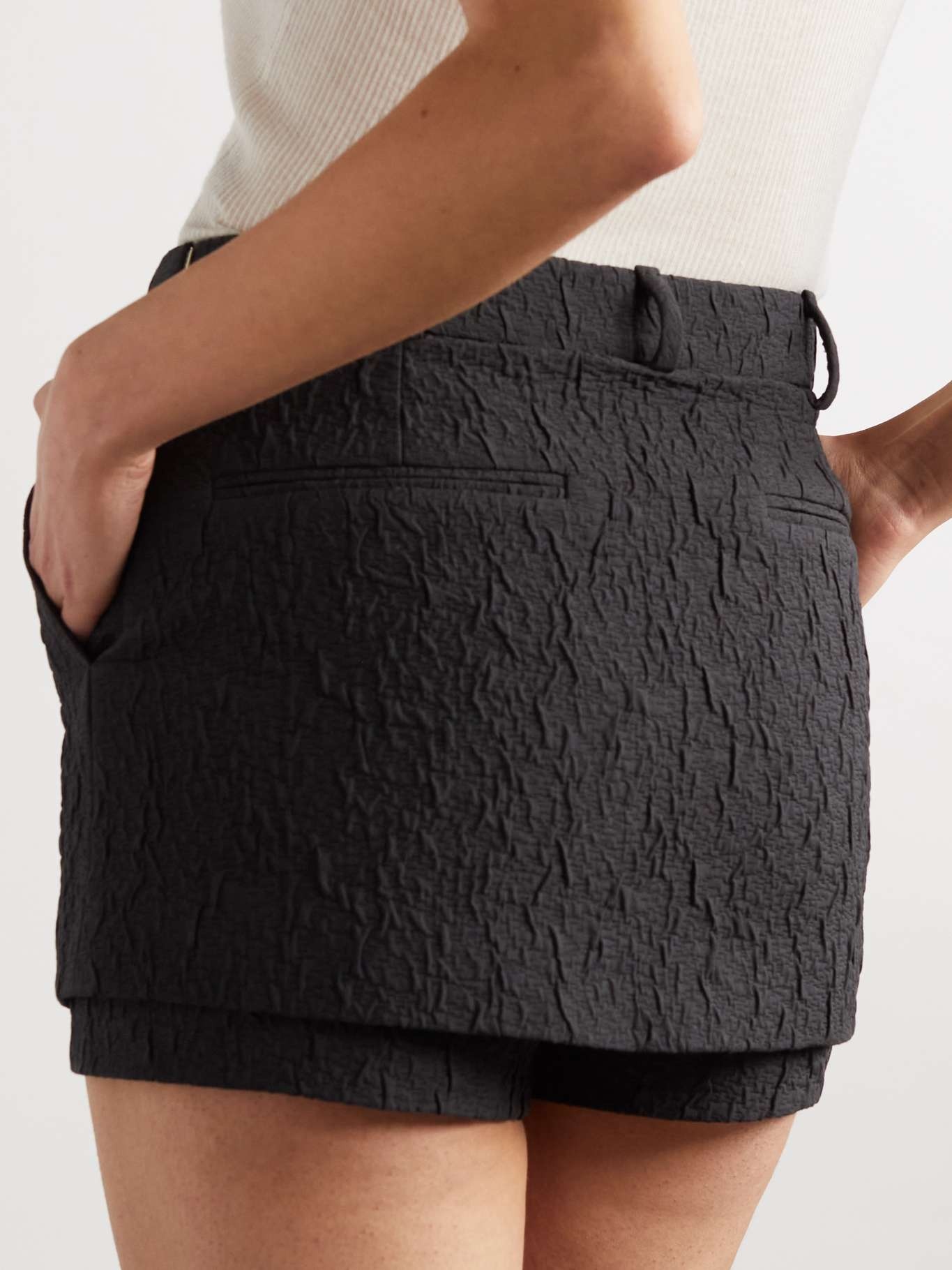 Layered cloqué mini skirt - 4