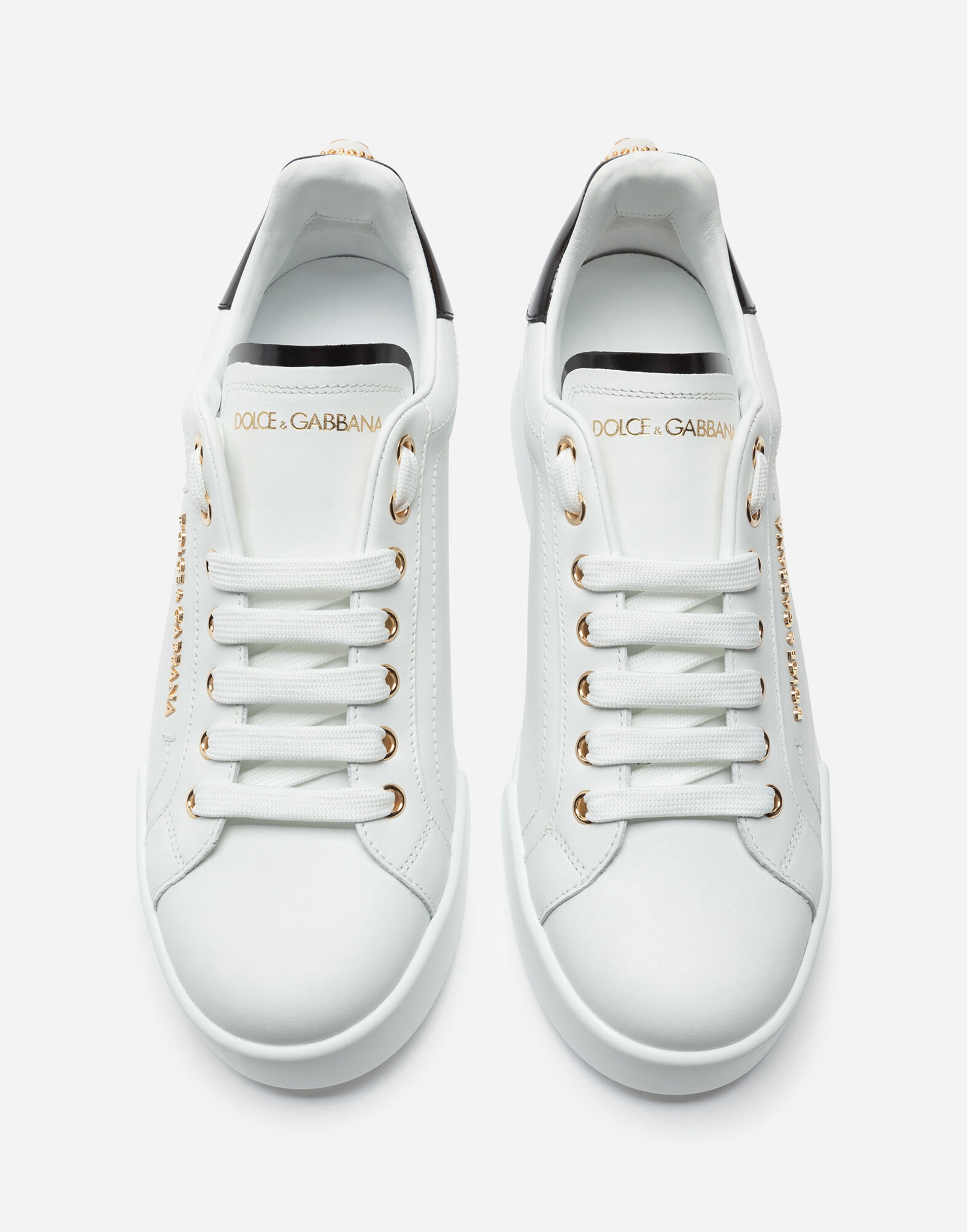 Calfskin nappa Portofino sneakers with lettering - 4