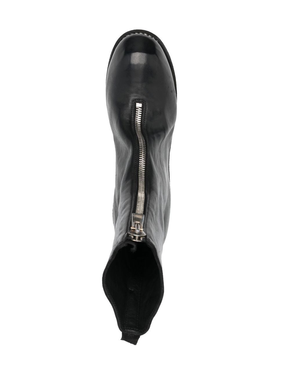 front-zip leather boots - 4