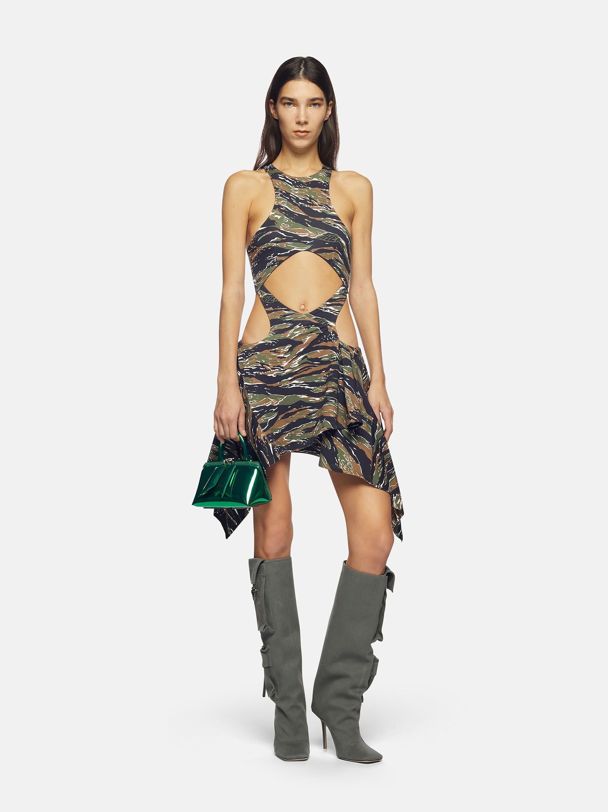 ''MAGNOLIA'' MILITARY AND LIGHT BROWN MINI DRESS - 2
