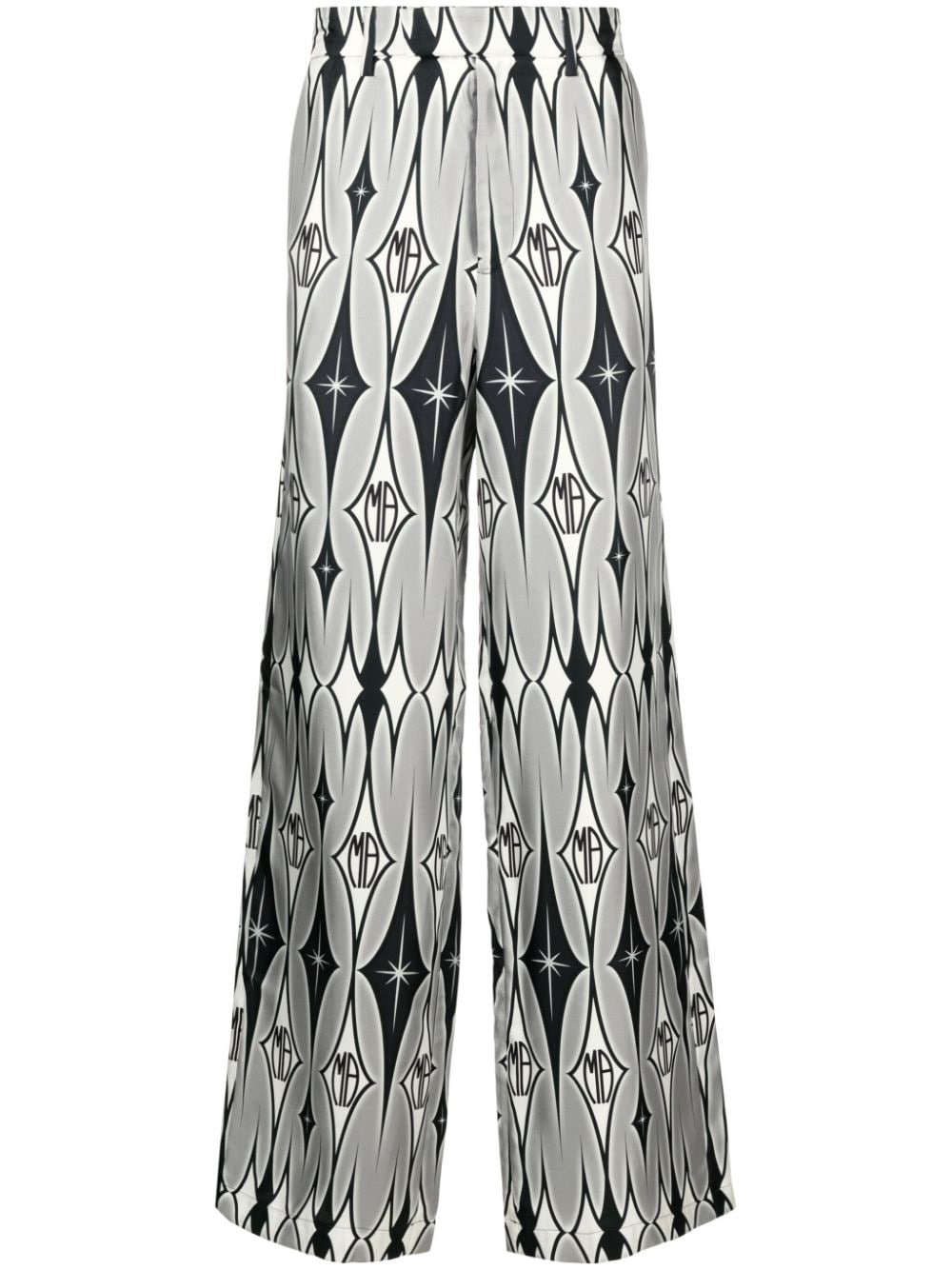 graphic-print wide-leg silk trousers - 1