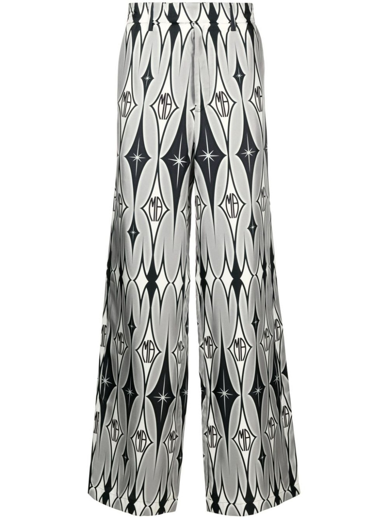 graphic-print wide-leg silk trousers 1