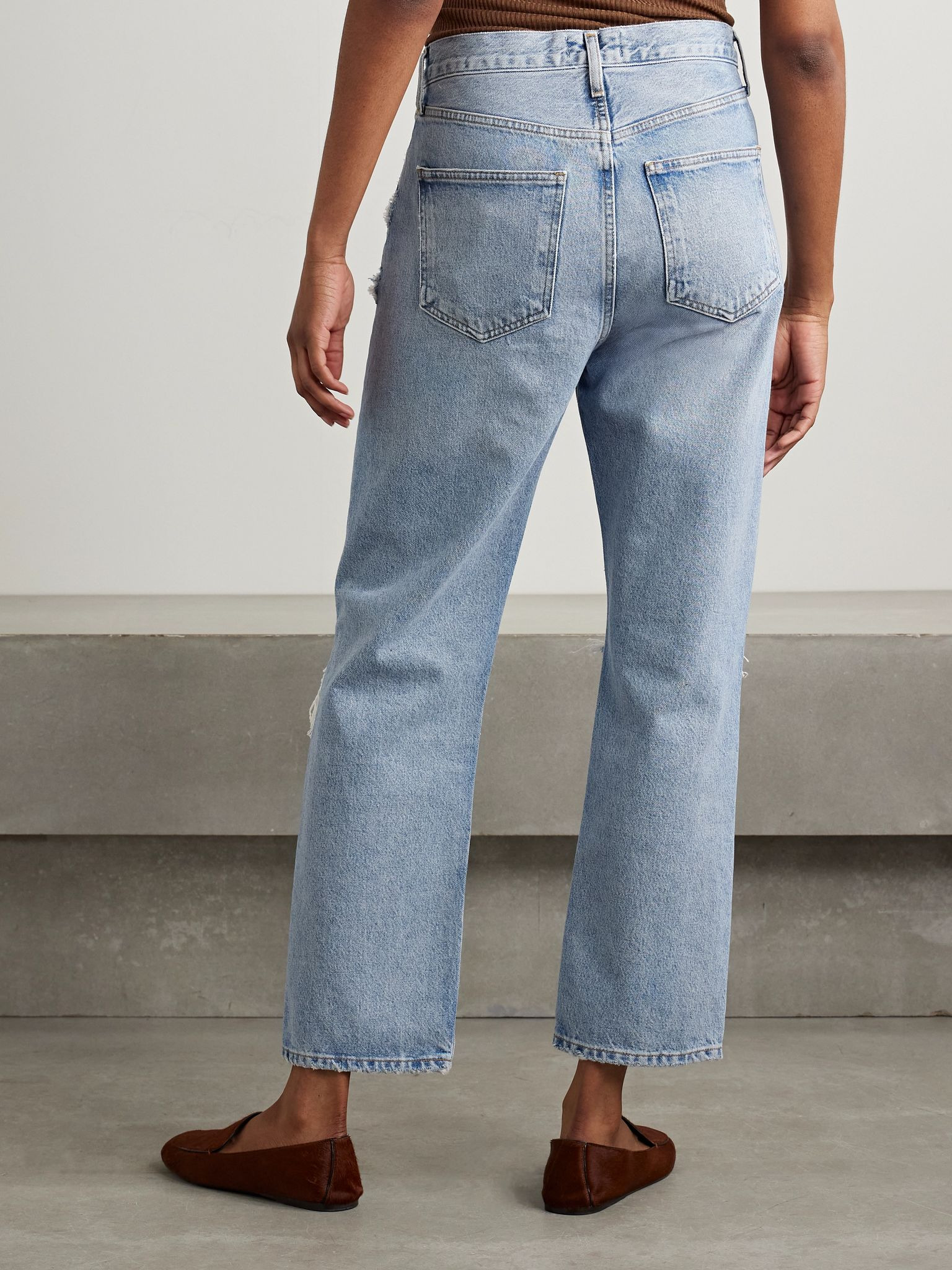 '90s distressed mid-rise straight-leg jeans Light denim - 4