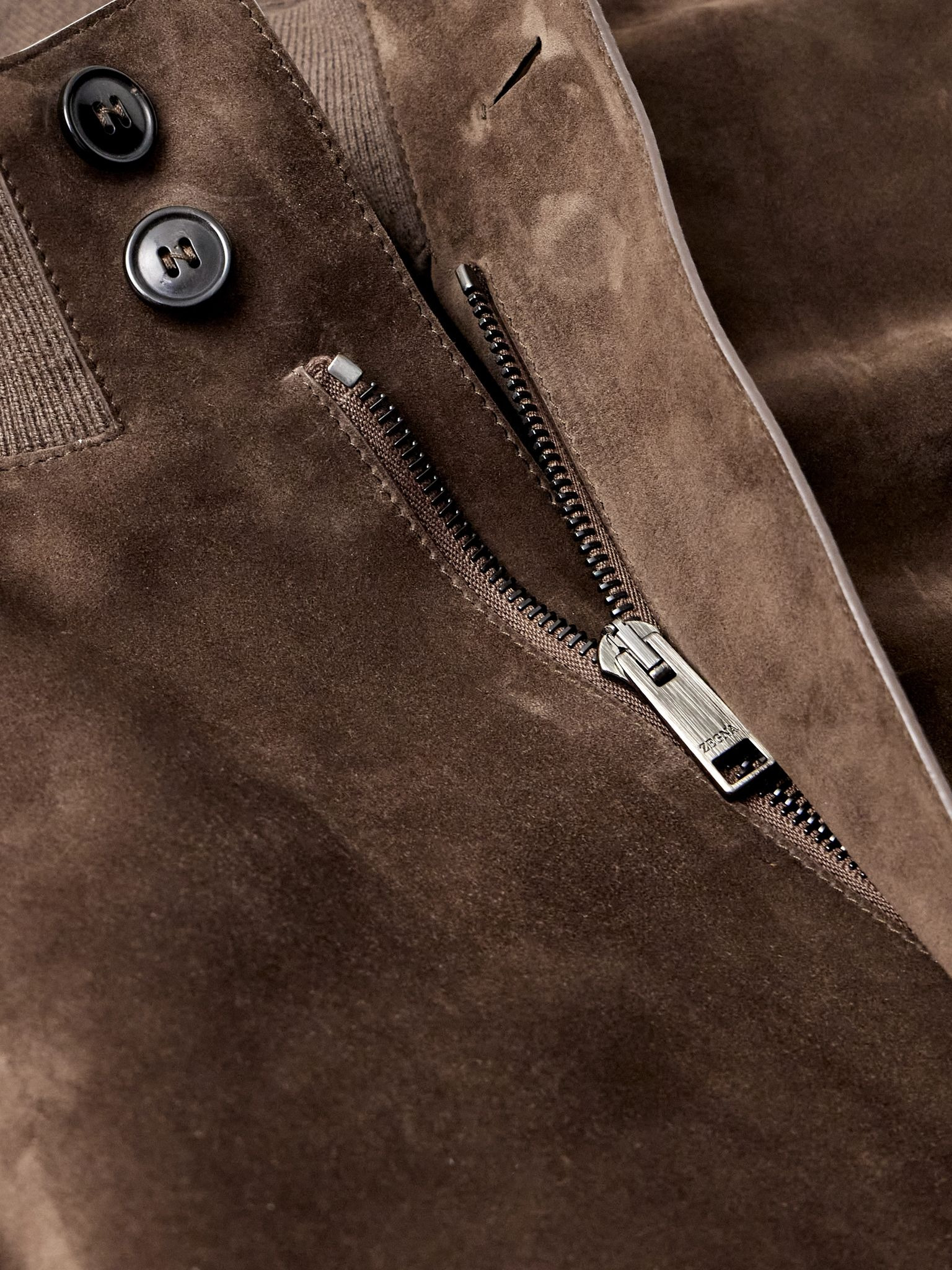 Suede Blouson Jacket Brown - 4
