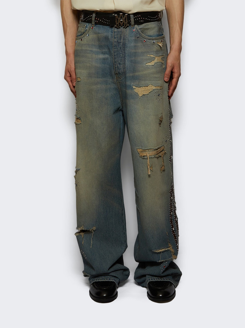 AMIRI Bones Studded Baggy Jean Driftwood Blue outlook