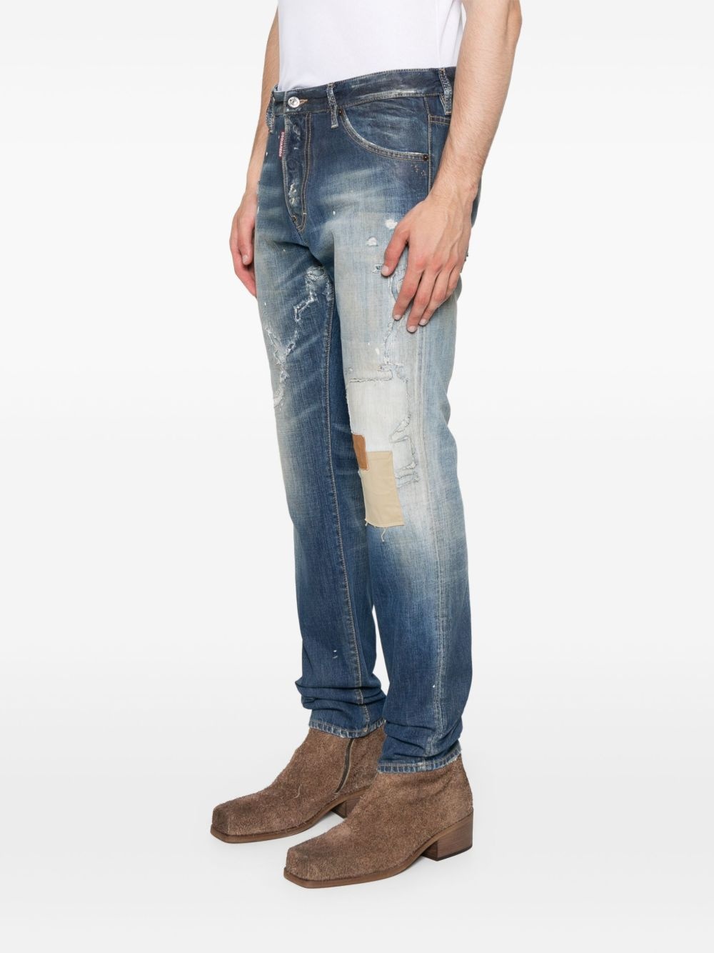patch-detailing cotton jeans - 3