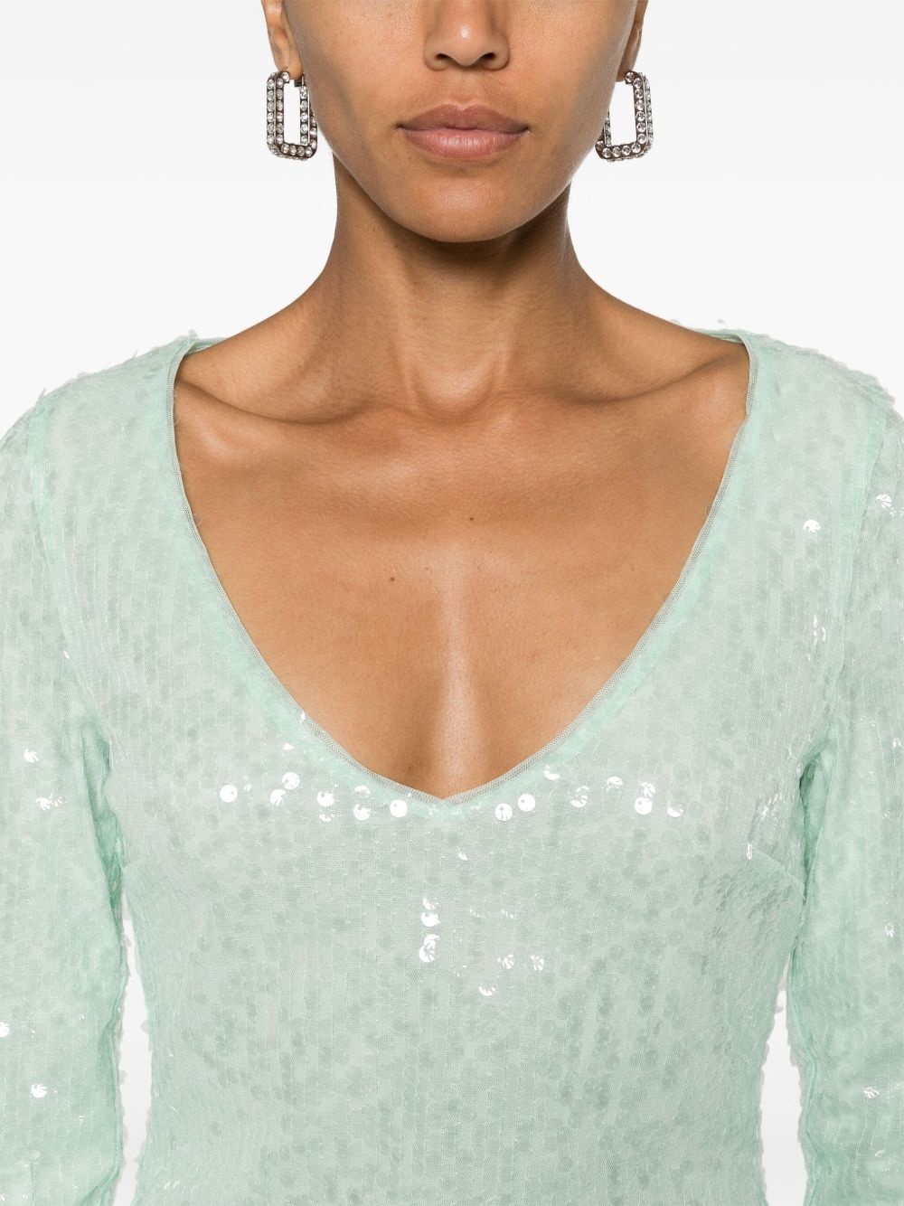 sequinned mesh longleeved T-shirt - 5