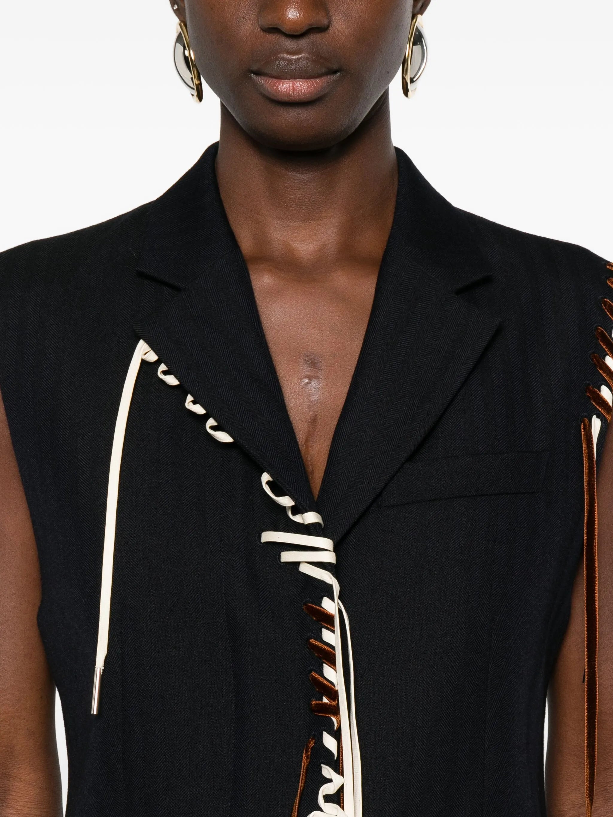 Dries Van Noten Lace-up Sleeveless Blazer - 3