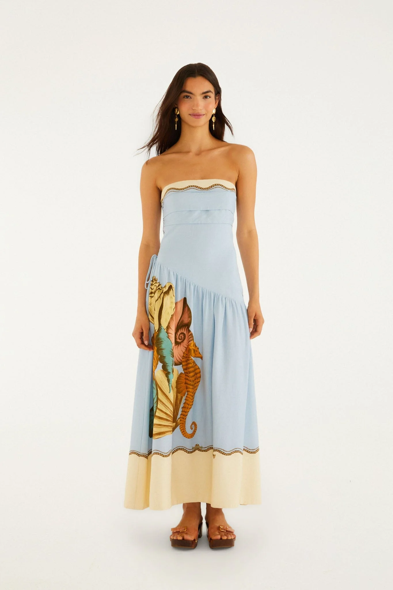 Multicolor Rio Souvenir Strapless Side Ties Maxi Dress - 1