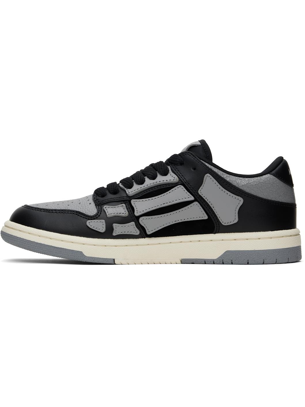 Black & Gray Skel-Top Low Sneakers - 3