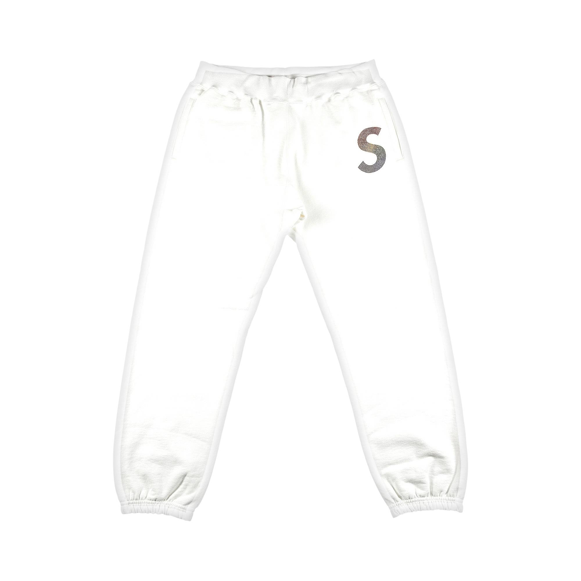Supreme x Swarovski S Logo Sweatpant 'White' - 1
