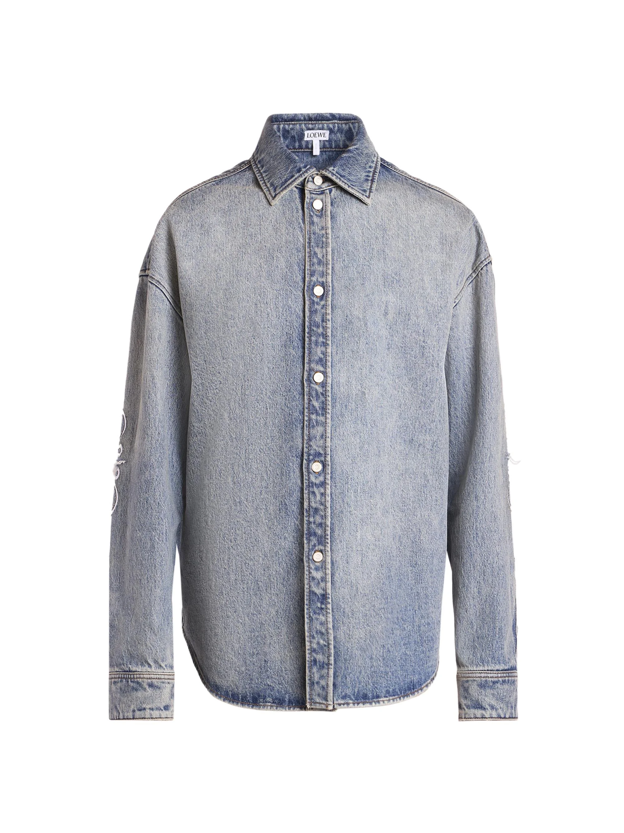 Men's Denim Long-Sleeve Shirt - Washed Denim - 1
