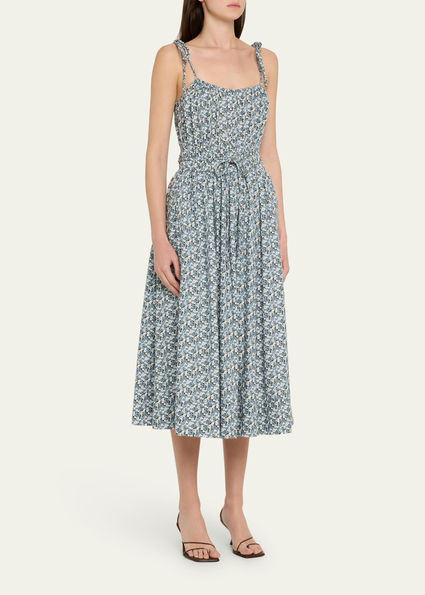 Millie Floral Tie-Strap Midi Dress - 4