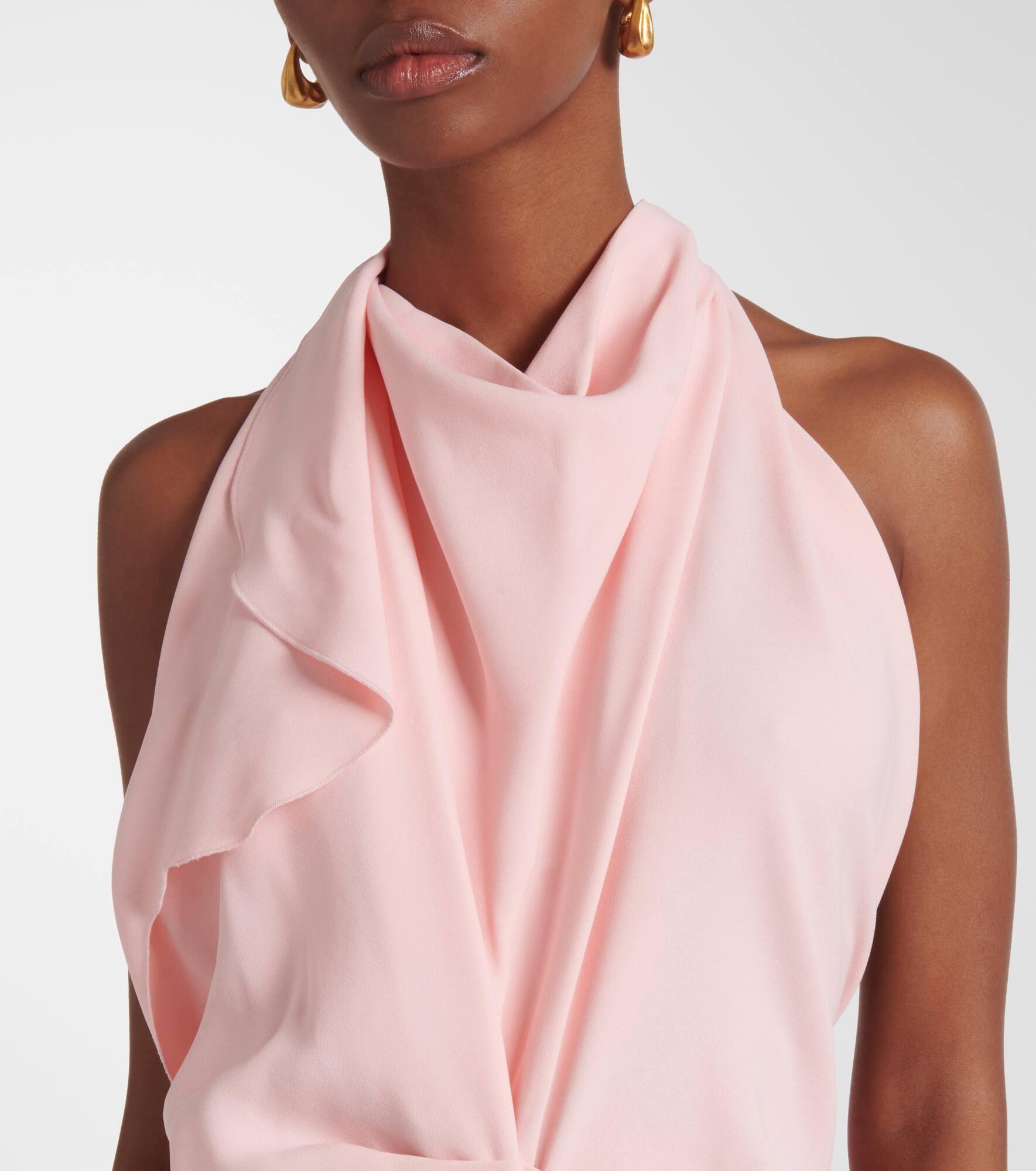 Scarf-detail open-back crêpe midi dress - 4