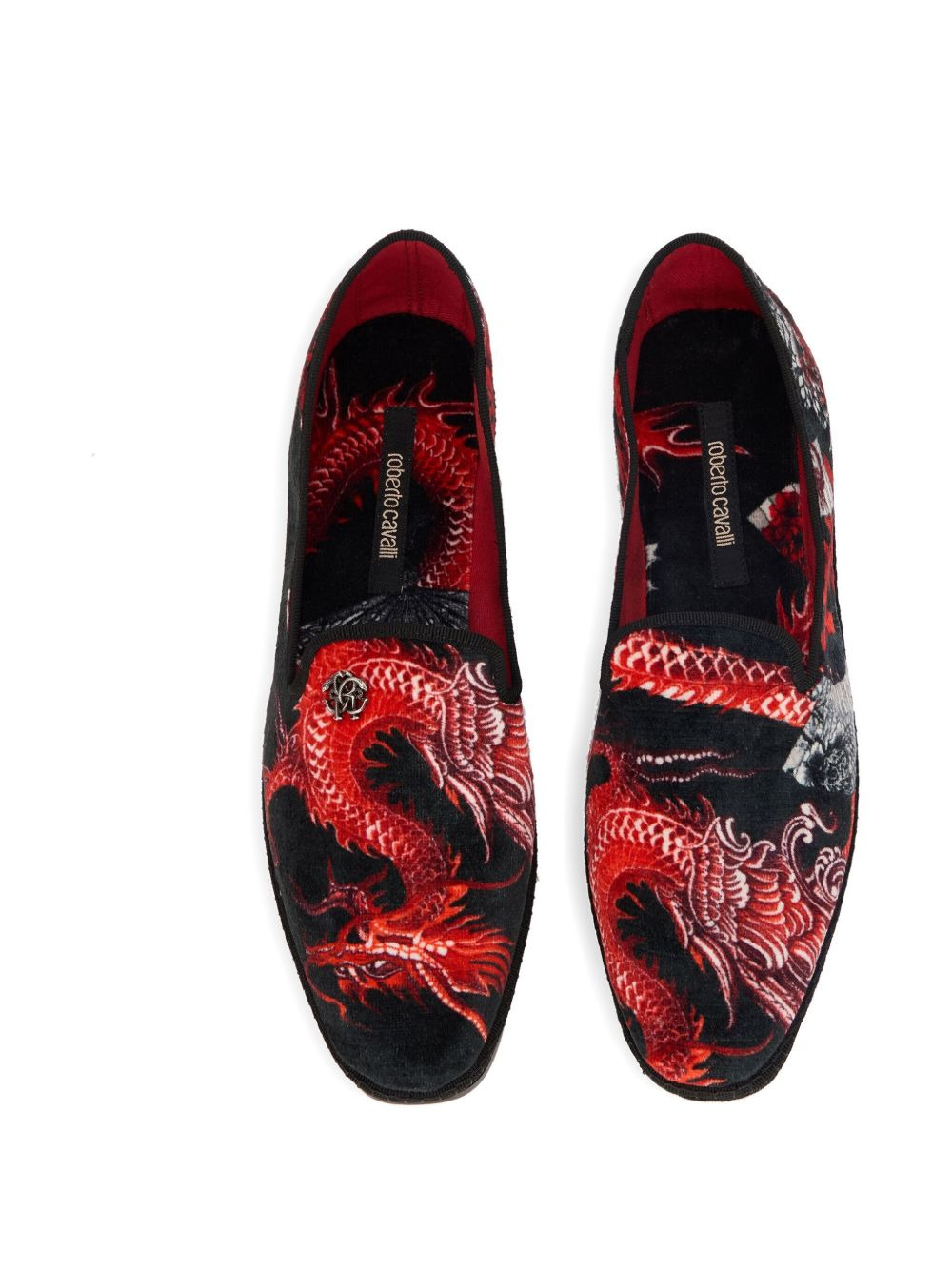 dragon-print velvet loafers - 3