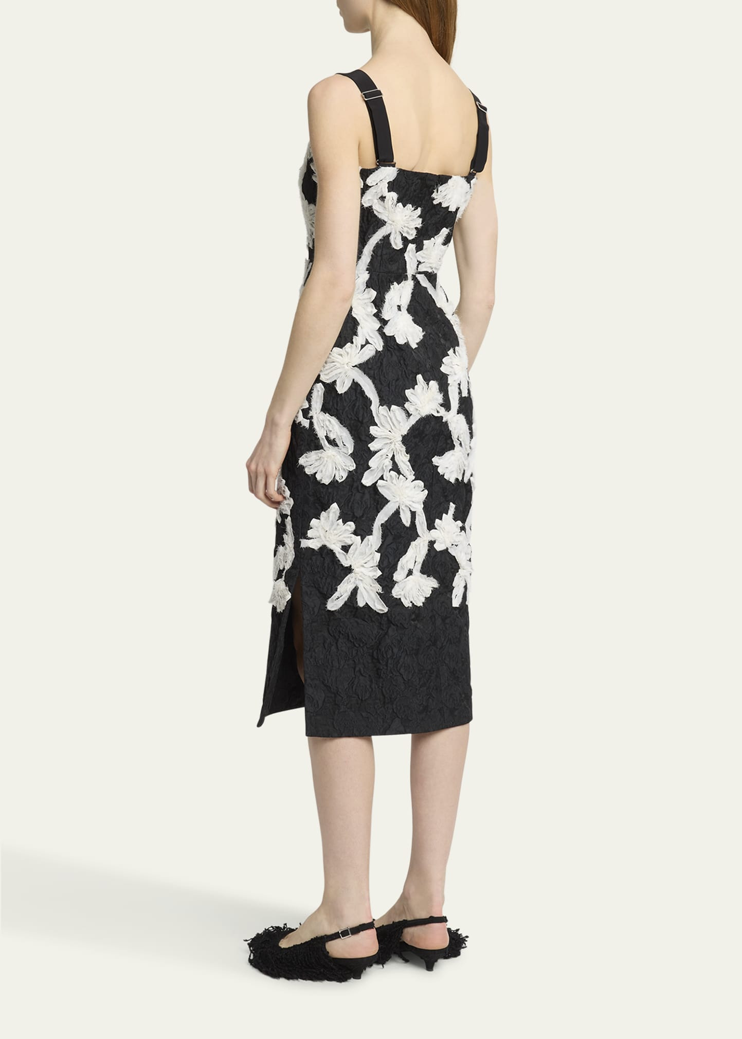 Sleeveless Cloque Midi Cocktail Dress - 3
