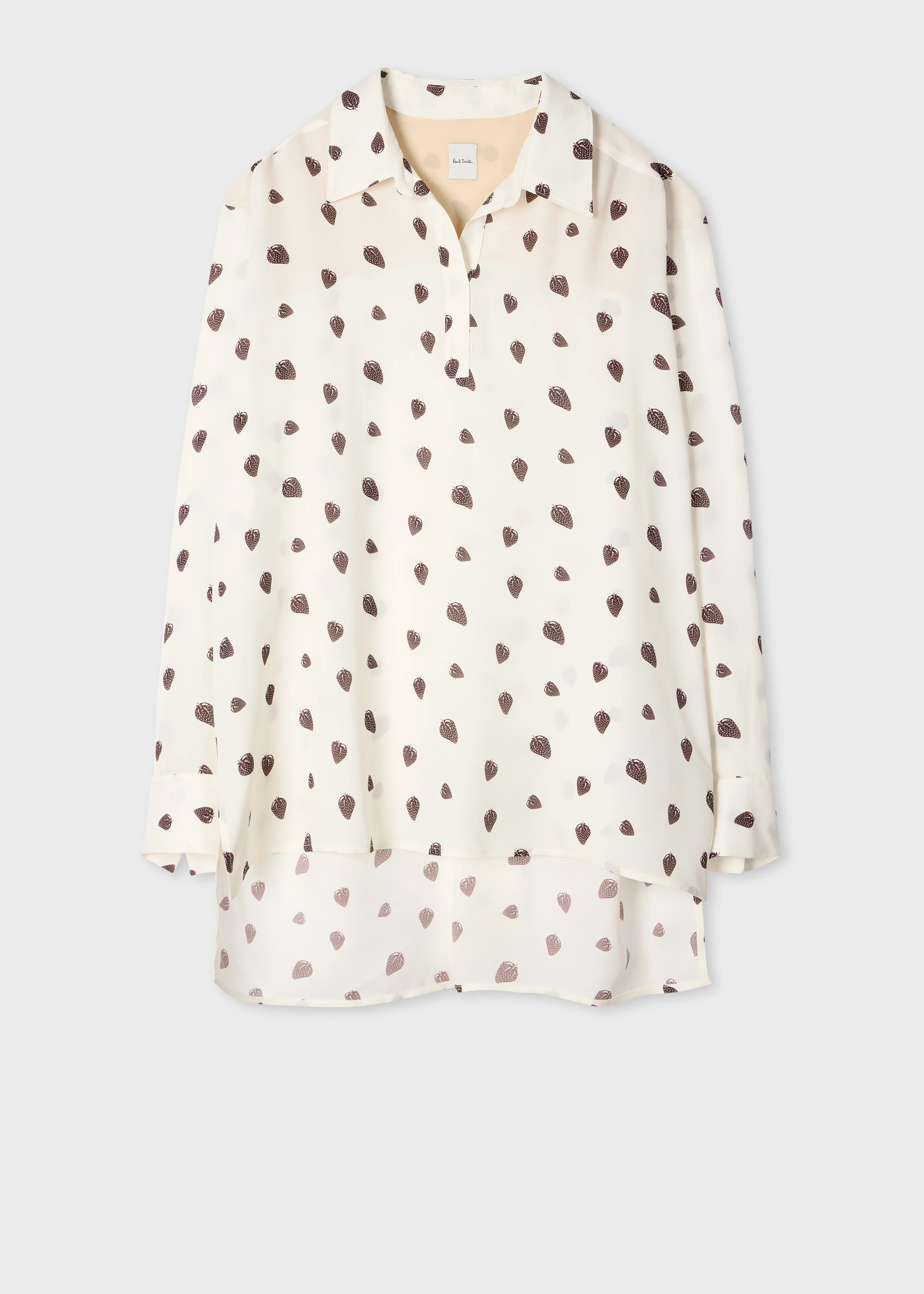 Women's Cream 'Strawberry' Print Dropped Hem Shirt - 1