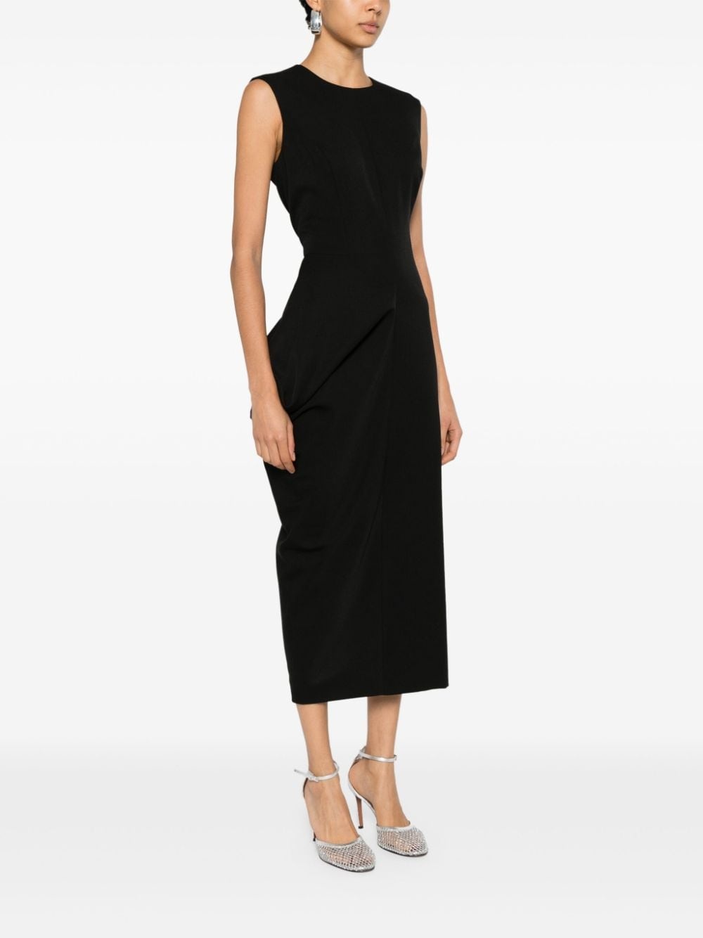 asymmetric wool pencil dress - 3