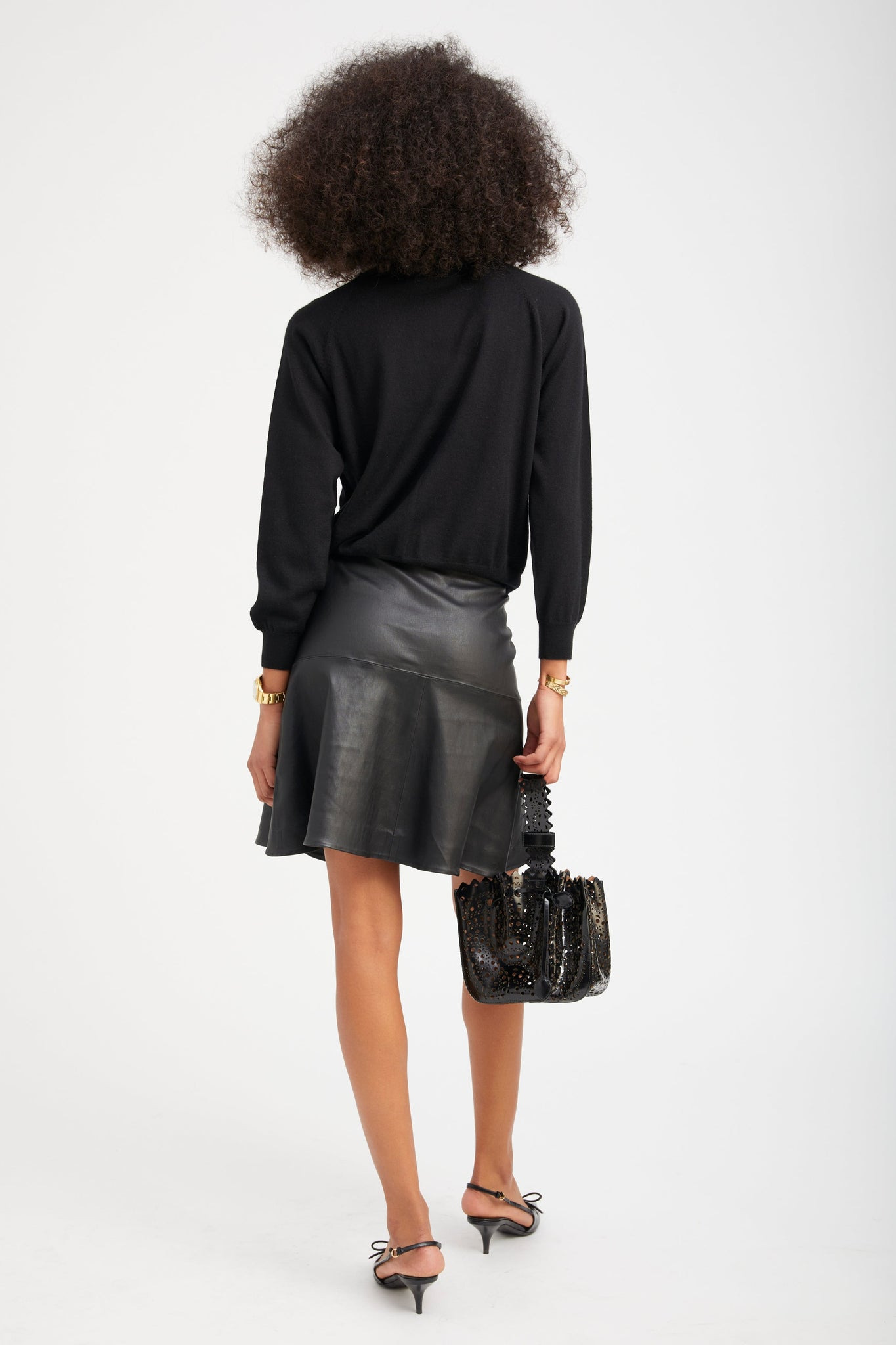 BLACK CASHMERE RAGLAN SWEATER - 4
