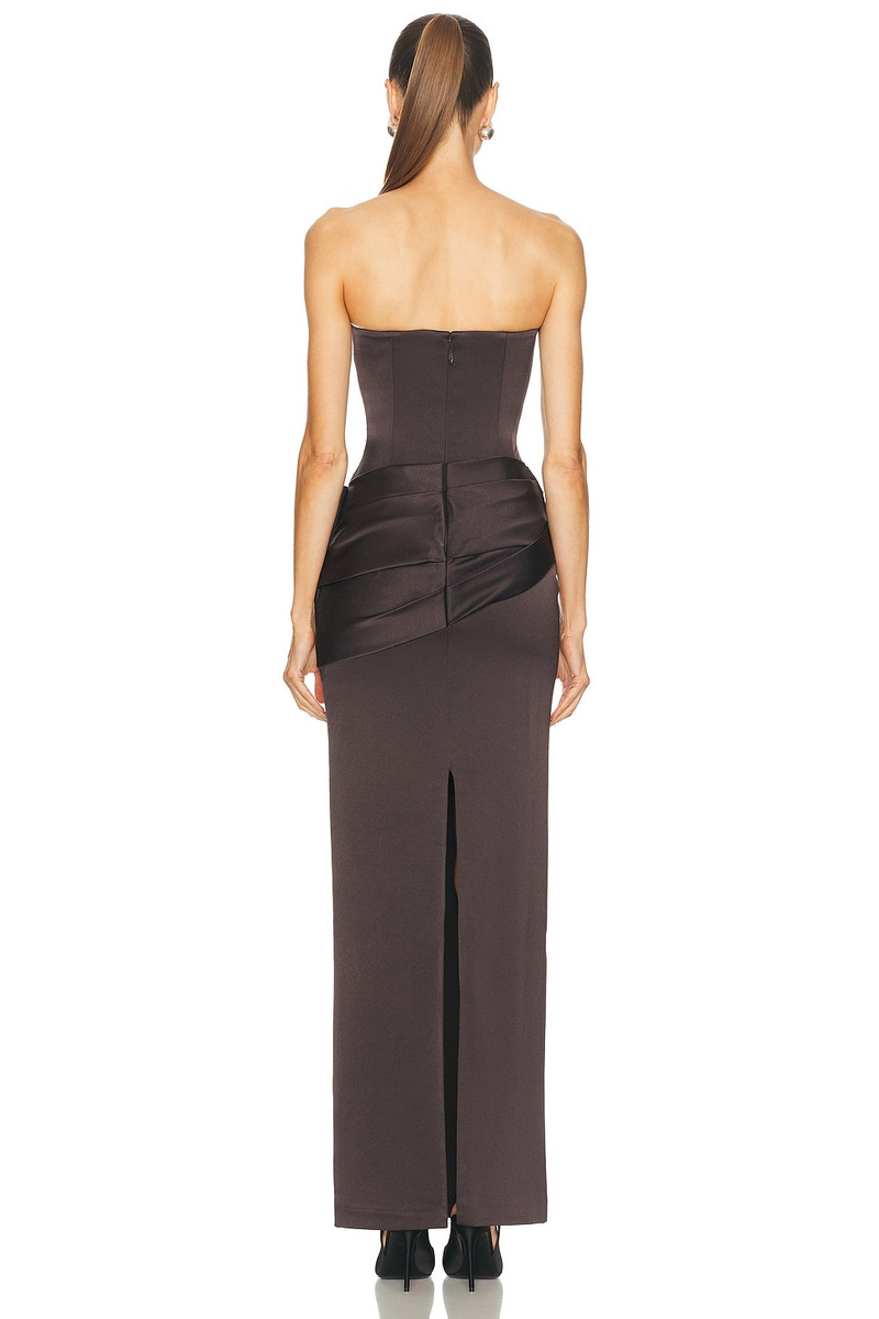 ALEX PERRY Strapless Curved Corset Drape Column Dress outlook