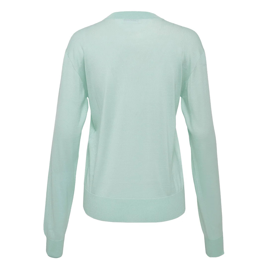 Crew Neck Long Sleeve Cardigan - 2