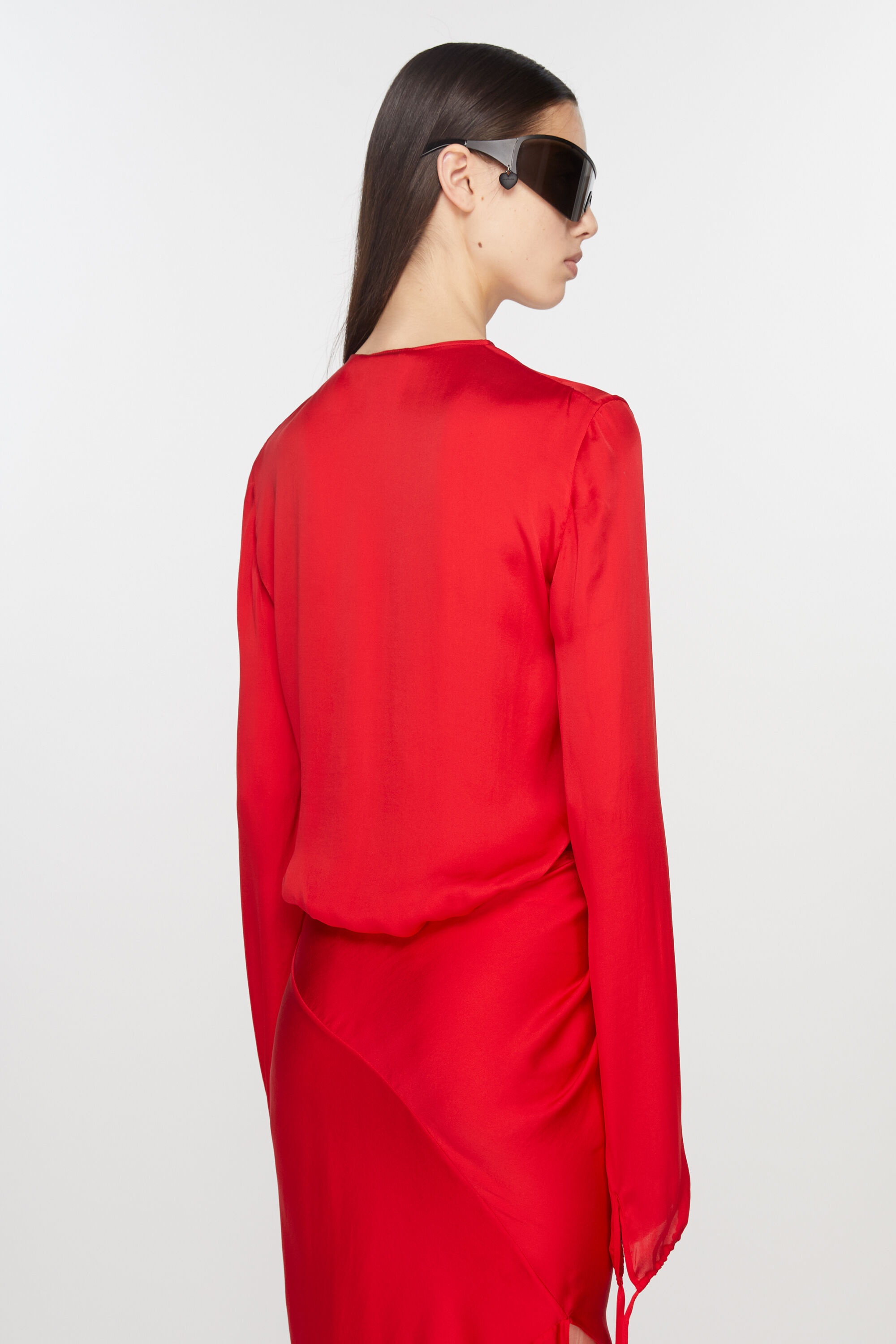 Fluid silk blouse - Bright Red - 3