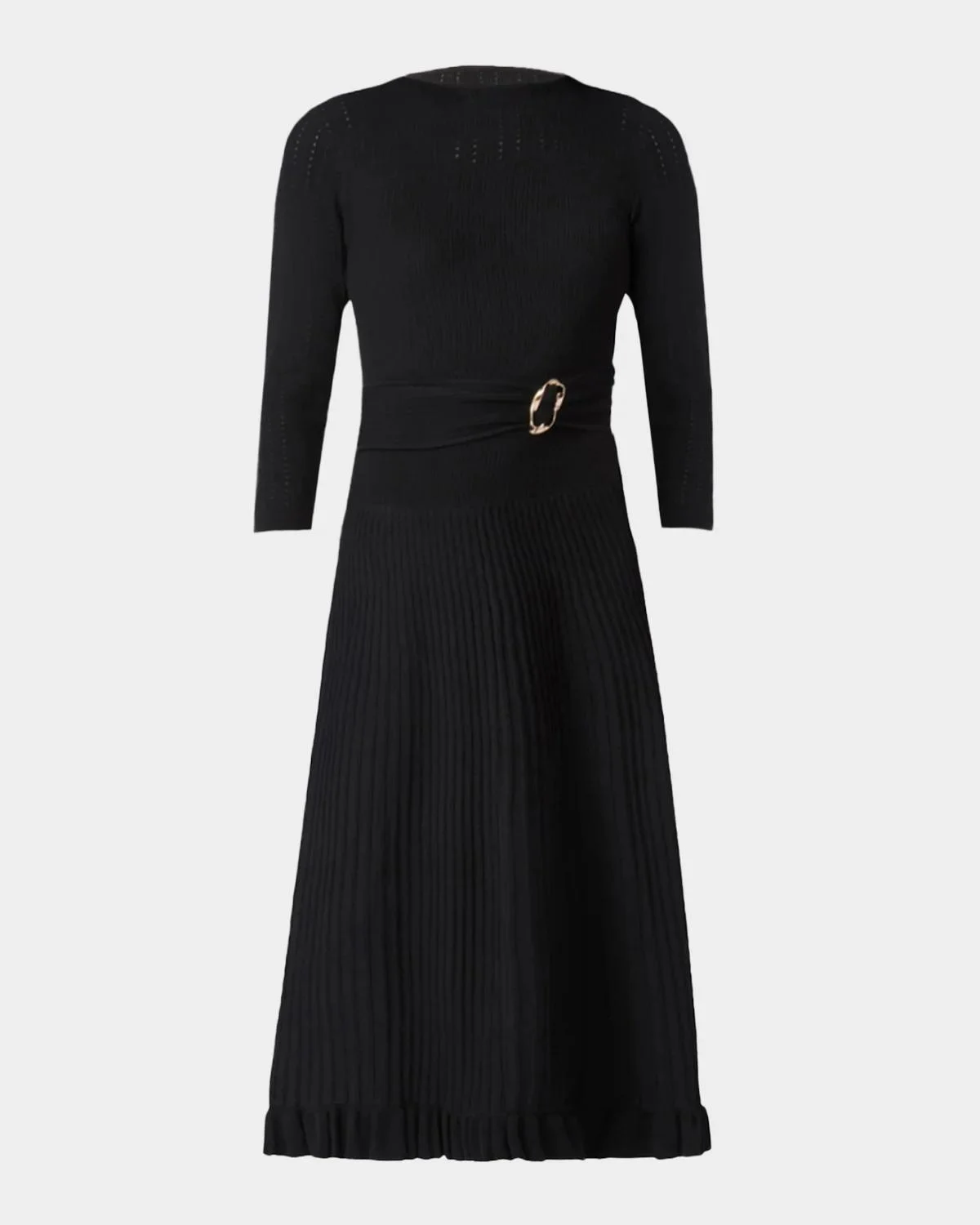 Pleated Rib Knit Midi Dress - 1