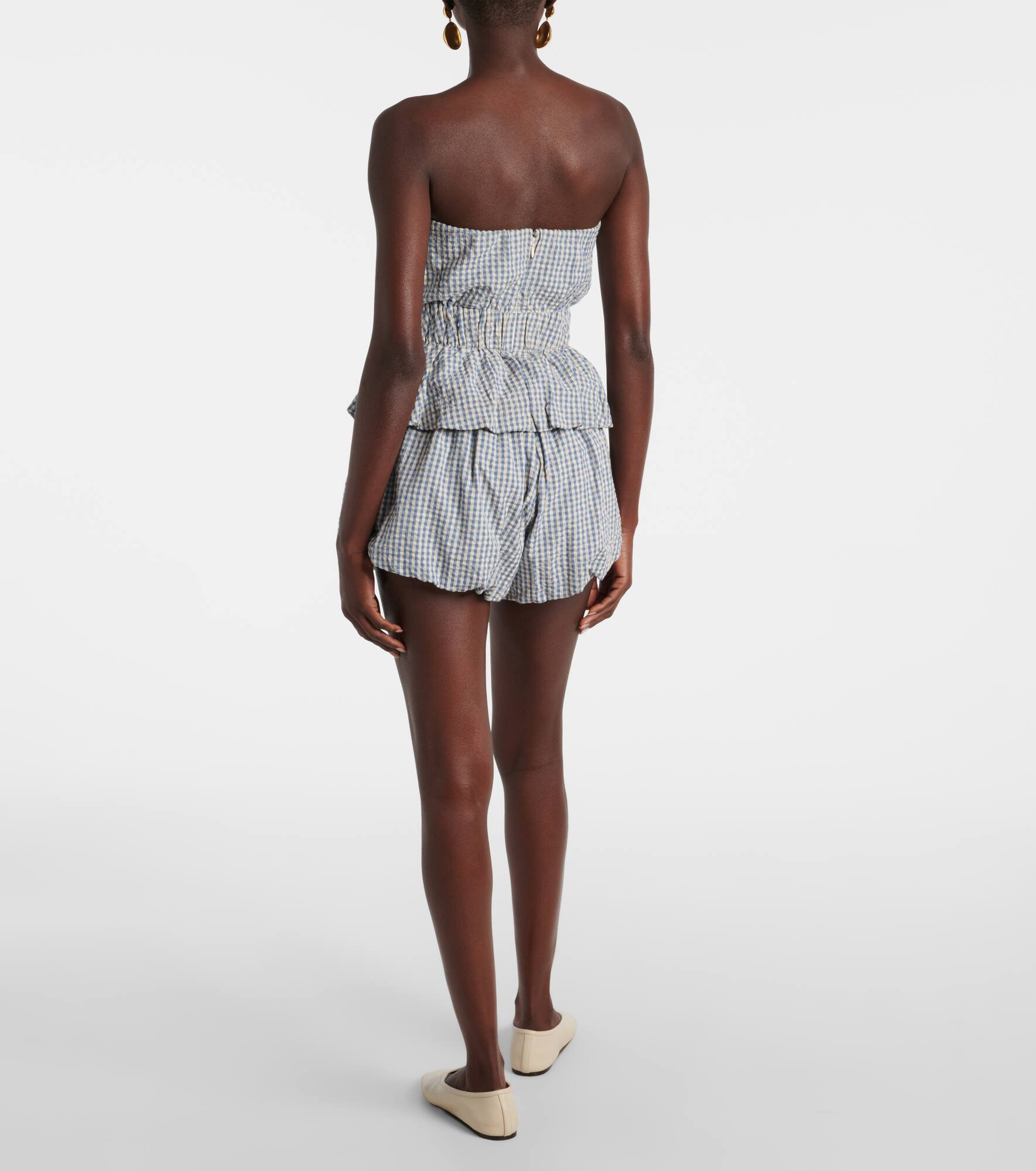 Aurelia gingham strapless cotton top - 3