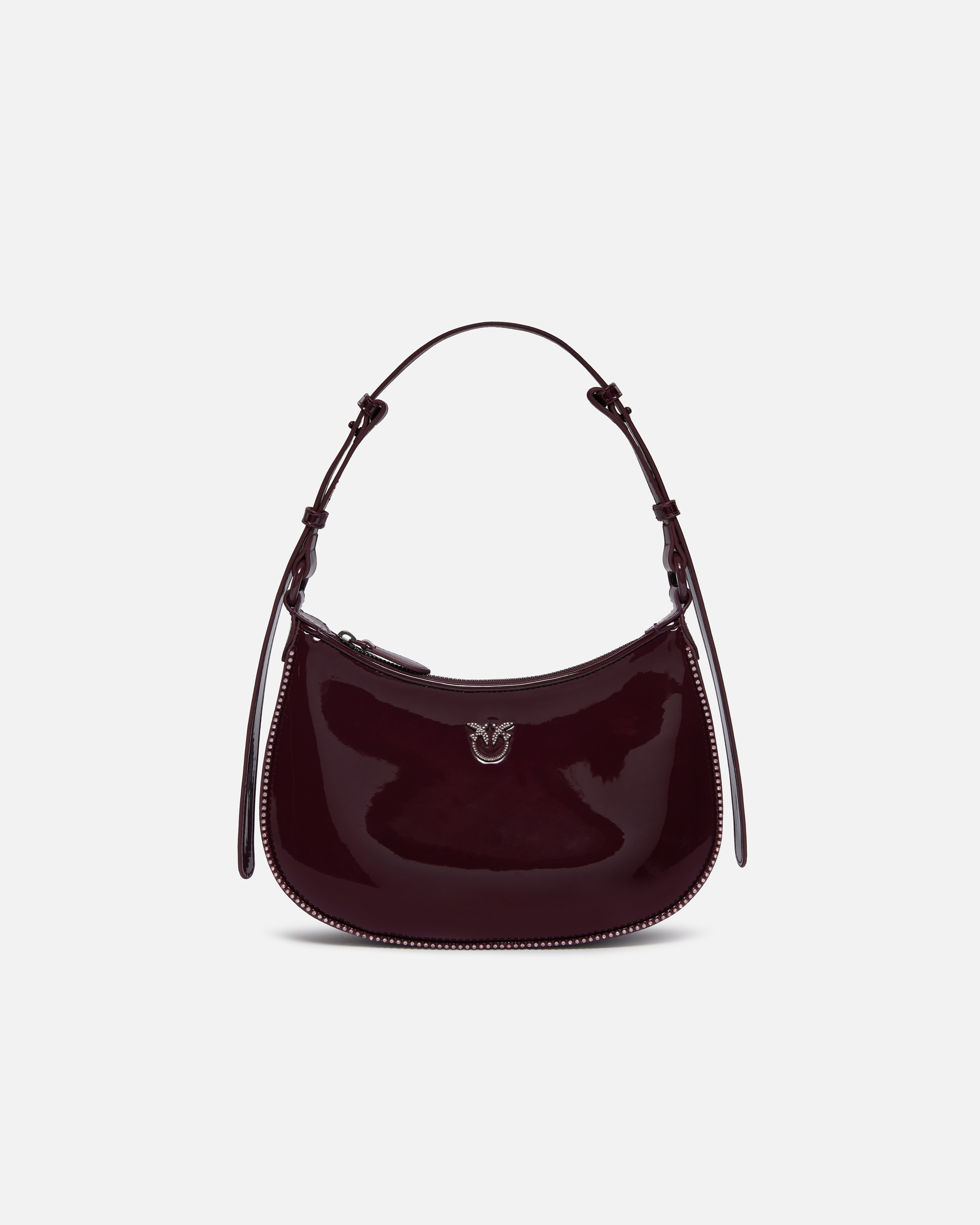 PATENT HALF MOON HANDBAG WITH RHINESTONES - 1