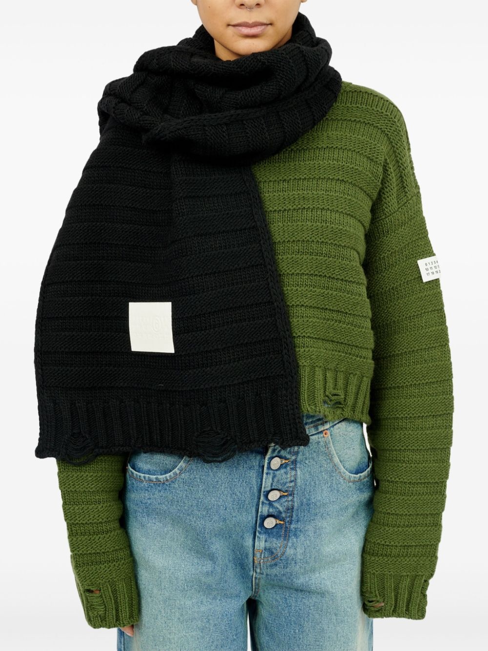 knitted wool blend scarf - 4